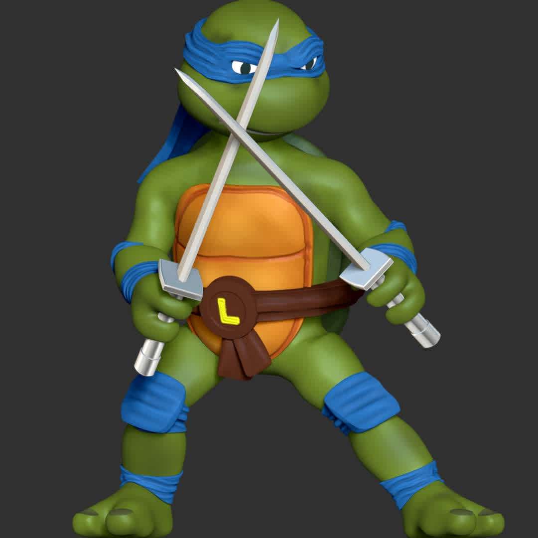 Leonardo - Teenage mutant ninja turtles - **Leonardo, commonly nicknamed Leo, is a superhero appearing in Teenage Mutant Ninja Turtles comics and related media**

**The model ready for 3D printing.**

These information of model:

**- Format files: STL, OBJ to supporting 3D printing.**

**- Can be assembled without glue (glue is optional)**

**- Split down to 3 parts**

**- The height of current model is 20 cm and you can free to scale it.**

**- ZTL format for Zbrush for you to customize as you like.**

Please don't hesitate to contact me if you have any issues question.

If you see this model useful, please vote positively for it. - The best files for 3D printing in the world. Stl models divided into parts to facilitate 3D printing. All kinds of characters, decoration, cosplay, prosthetics, pieces. Quality in 3D printing. Affordable 3D models. Low cost. Collective purchases of 3D files.