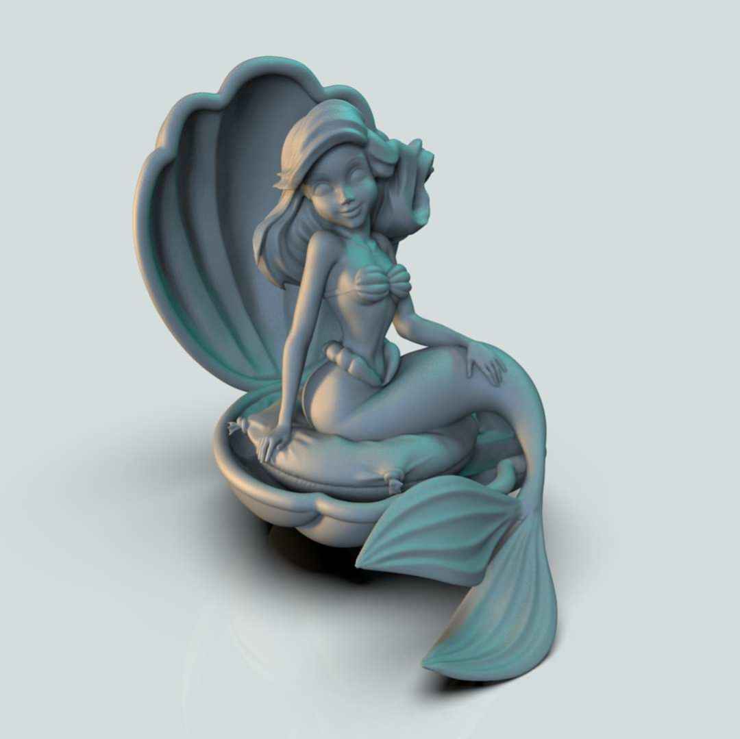 Little Mermaid  - little mermaid sitting on a sea shell 
 - The best files for 3D printing in the world. Stl models divided into parts to facilitate 3D printing. All kinds of characters, decoration, cosplay, prosthetics, pieces. Quality in 3D printing. Affordable 3D models. Low cost. Collective purchases of 3D files.