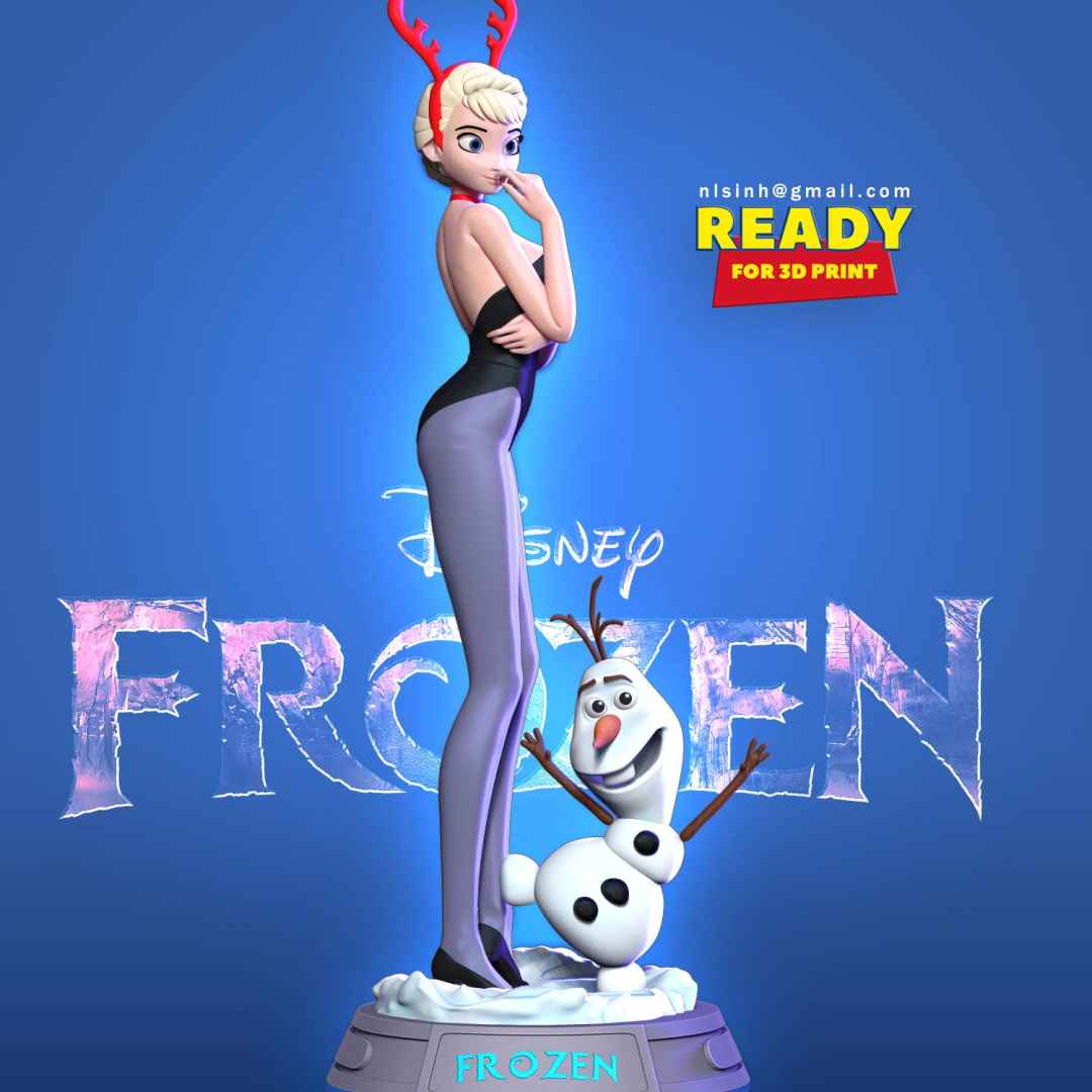 Elsa and Olaf - > Another Christmas season is coming. I wish you will have a warm Christmas with your family.

When you purchase this model, you will own:

**- OBJ, STL files with 14 parts are ready for 3D printing.**

**- Zbrush original files (ZTL) for you to customize as you like.**

_23th November, 2020: This is version 1.0 of this model._
_22th October, 2021: version 1.1 - Merge Elsa's head, hair and 2 decorative horns for 3D printing convenience._

Thank you for watching and supporting buying. 

Please keep healthy so that we can overcome this covid-19 pandemic together. - The best files for 3D printing in the world. Stl models divided into parts to facilitate 3D printing. All kinds of characters, decoration, cosplay, prosthetics, pieces. Quality in 3D printing. Affordable 3D models. Low cost. Collective purchases of 3D files.