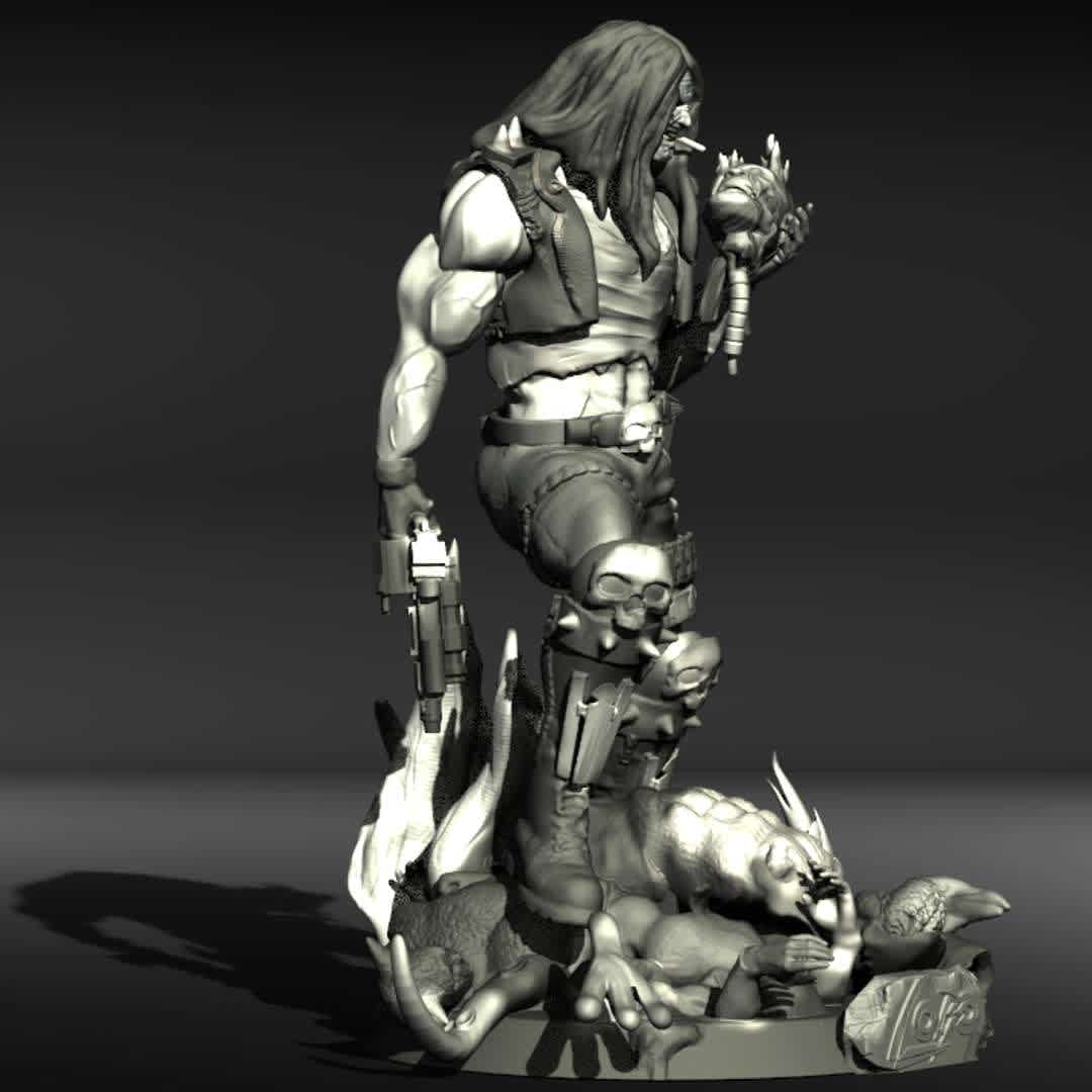 Lobo - Lobo, the best of DC comics character! - The best files for 3D printing in the world. Stl models divided into parts to facilitate 3D printing. All kinds of characters, decoration, cosplay, prosthetics, pieces. Quality in 3D printing. Affordable 3D models. Low cost. Collective purchases of 3D files.