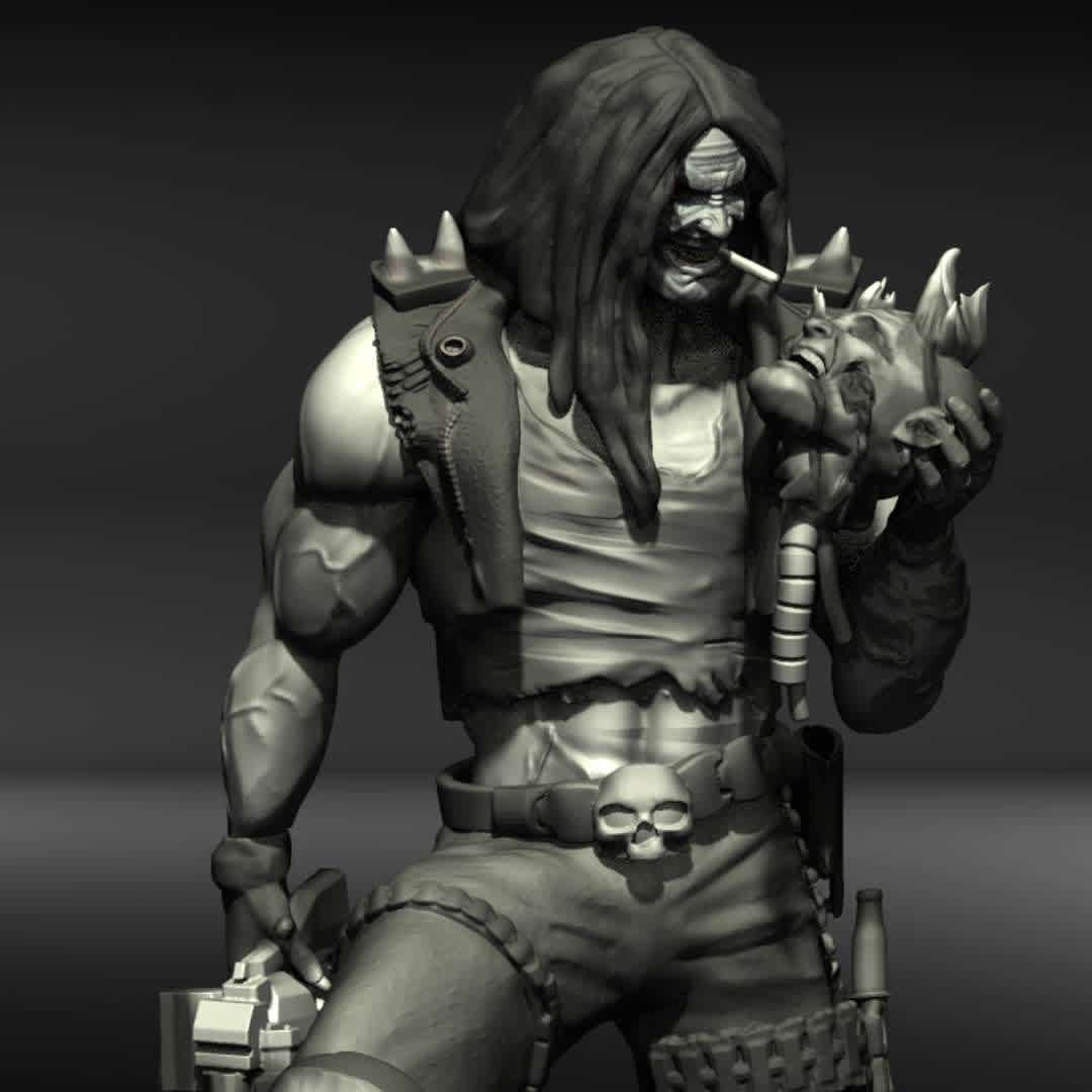 Lobo - Lobo, the best of DC comics character! - The best files for 3D printing in the world. Stl models divided into parts to facilitate 3D printing. All kinds of characters, decoration, cosplay, prosthetics, pieces. Quality in 3D printing. Affordable 3D models. Low cost. Collective purchases of 3D files.