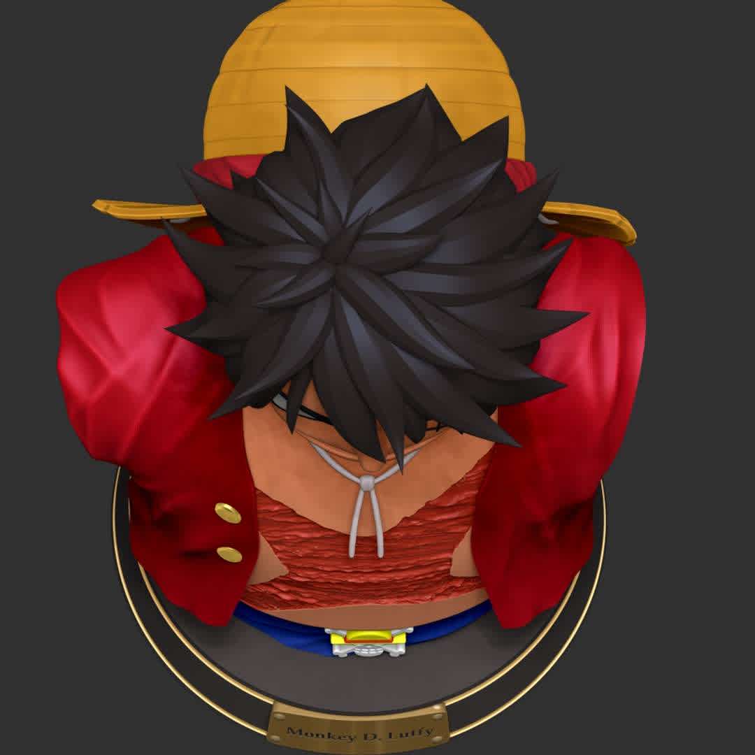 Luffy Bust - One Piece - These information of model:

**- The height of current model is 20 cm and you can free to scale it.**

**- Format files: STL, OBJ to supporting 3D printing.**

Please don't hesitate to contact me if you have any issues question. - The best files for 3D printing in the world. Stl models divided into parts to facilitate 3D printing. All kinds of characters, decoration, cosplay, prosthetics, pieces. Quality in 3D printing. Affordable 3D models. Low cost. Collective purchases of 3D files.