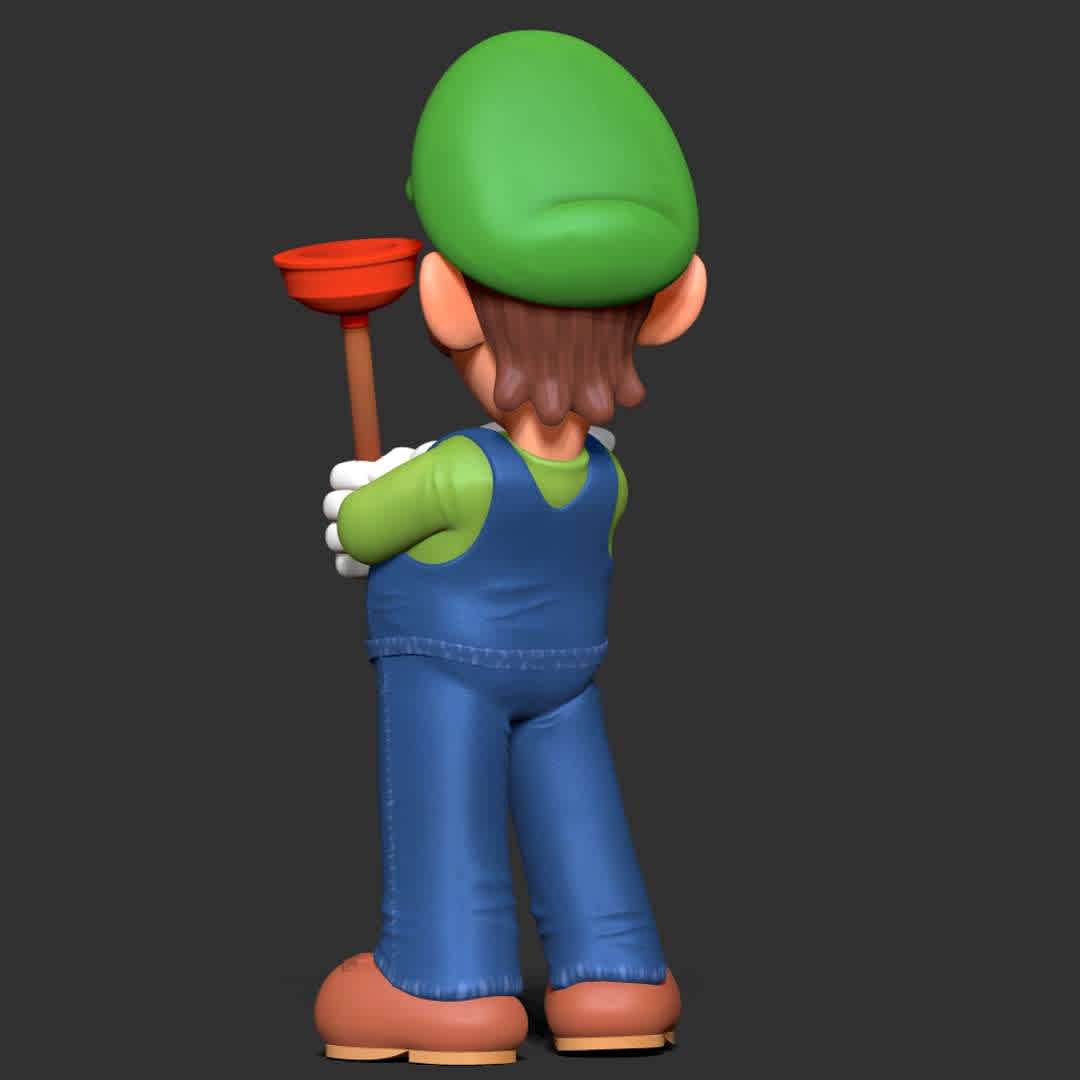 Luigi - The Super Mario Bros - "Let's go to the cinema to enjoy THE SUPER MARIO BROS movie and let's relive our childhood."

Basic parameters:

- STL, OBJ format for 3D printing with 03 discrete objects
- ZTL format for Zbrush (version 2019.1.2 or later)
- Model height: 15cm
- Version 1.0 - Polygons: 1195709 & Vertices: 644860

Model ready for 3D printing.

Please vote positively for me if you find this model useful. - The best files for 3D printing in the world. Stl models divided into parts to facilitate 3D printing. All kinds of characters, decoration, cosplay, prosthetics, pieces. Quality in 3D printing. Affordable 3D models. Low cost. Collective purchases of 3D files.