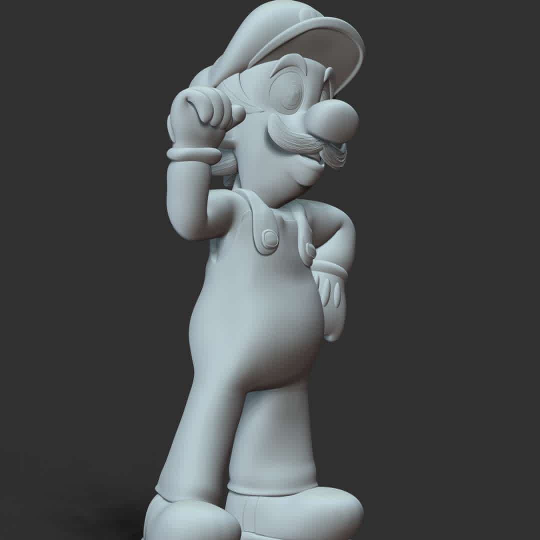 Luigi - The Super Mario - These information of model:

**- The height of current model is 30 cm and you can free to scale it.**

**- Format files: STL, OBJ to supporting 3D printing.**

Please don't hesitate to contact me if you have any issues question. - The best files for 3D printing in the world. Stl models divided into parts to facilitate 3D printing. All kinds of characters, decoration, cosplay, prosthetics, pieces. Quality in 3D printing. Affordable 3D models. Low cost. Collective purchases of 3D files.