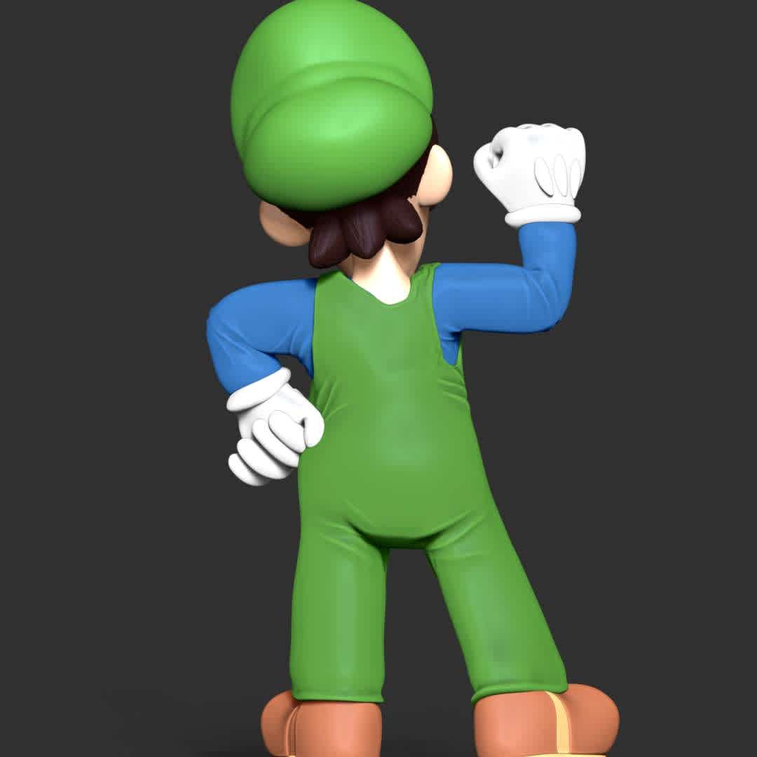 Luigi - The Super Mario - These information of model:

**- The height of current model is 30 cm and you can free to scale it.**

**- Format files: STL, OBJ to supporting 3D printing.**

Please don't hesitate to contact me if you have any issues question. - The best files for 3D printing in the world. Stl models divided into parts to facilitate 3D printing. All kinds of characters, decoration, cosplay, prosthetics, pieces. Quality in 3D printing. Affordable 3D models. Low cost. Collective purchases of 3D files.