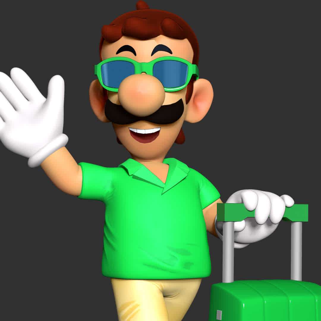 Luigi with summer vacation - Summer is coming. Everyone, prepare to travel with Luigi!

When you purchase this model, you will own:

-STL, OBJ file with 07 separated files (with key to connect together) is ready for 3D printing.

-Zbrush original files (ZTL) for you to customize as you like.

This is version 1.0 of this model.

Hope you like him. Thanks for viewing! - Os melhores arquivos para impressão 3D do mundo. Modelos stl divididos em partes para facilitar a impressão 3D. Todos os tipos de personagens, decoração, cosplay, próteses, peças. Qualidade na impressão 3D. Modelos 3D com preço acessível. Baixo custo. Compras coletivas de arquivos 3D.