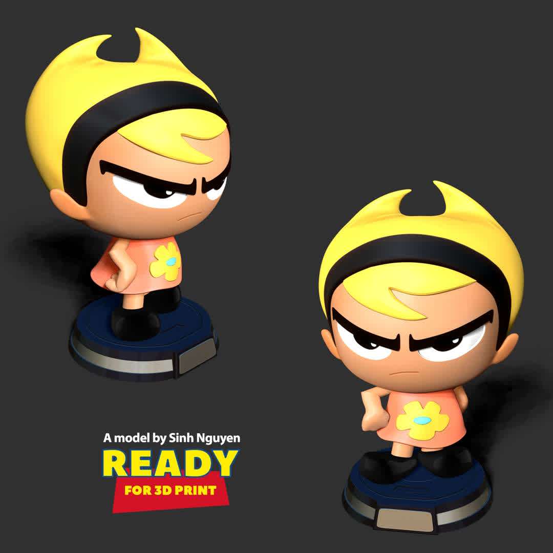 Mandy - Cartoon Network Fanart - "Mandy is the third titular major protagonist of The Grim Adventures of Billy."

Basic parameters: 
1. - STL, OBJ format for 3D printing with 04 discrete objects
2. - ZTL format for Zbrush (version 2002.0.2 or later)
3. - Model height: 10cm
4. - Version 1.0: Polygons: 1994885 & Vertices: 1112743

Model ready for 3D printing.

Please vote positively for me if you find this model useful. - The best files for 3D printing in the world. Stl models divided into parts to facilitate 3D printing. All kinds of characters, decoration, cosplay, prosthetics, pieces. Quality in 3D printing. Affordable 3D models. Low cost. Collective purchases of 3D files.