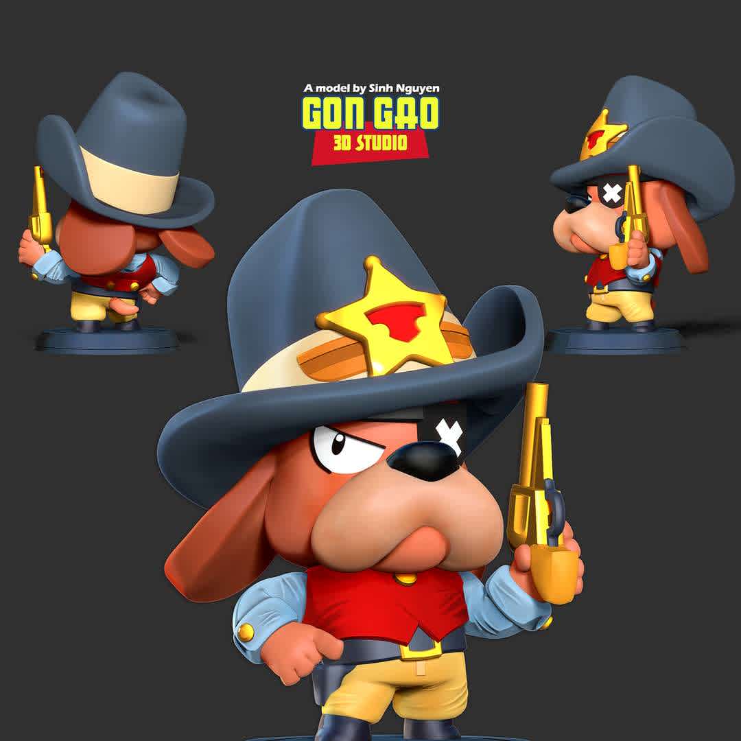 Marshal Ruffs - Brawl Stars  - "Ruffs (formerly Colonel Ruffs) is a Mythic Brawler of game Brawl Stars."

Basic parameters:

- STL, OBJ format for 3D printing with 03 discrete objects
- Model height: 15 cm
- Version 1.0 - Polygons: 1427507 & Vertices: 833767

Model ready for 3D printing.

Please vote positively for me if you find this model useful. - The best files for 3D printing in the world. Stl models divided into parts to facilitate 3D printing. All kinds of characters, decoration, cosplay, prosthetics, pieces. Quality in 3D printing. Affordable 3D models. Low cost. Collective purchases of 3D files.