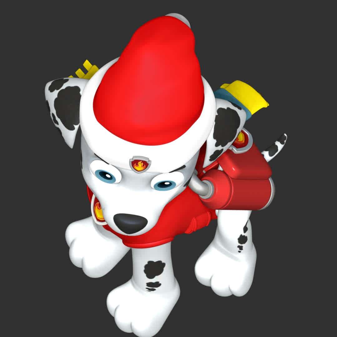 Marshall Christmas - Paw Patrol - 
**Let's celebrate Christmas with Marshall Paw Patrol**

These information of model:

**- The height of current model is 20 cm and you can free to scale it.**

**- Format files: STL, OBJ to supporting 3D printing.**

Please don't hesitate to contact me if you have any issues question. - Los mejores archivos para impresión 3D del mundo. Modelos Stl divididos en partes para facilitar la impresión 3D. Todo tipo de personajes, decoración, cosplay, prótesis, piezas. Calidad en impresión 3D. Modelos 3D asequibles. Bajo costo. Compras colectivas de archivos 3D.