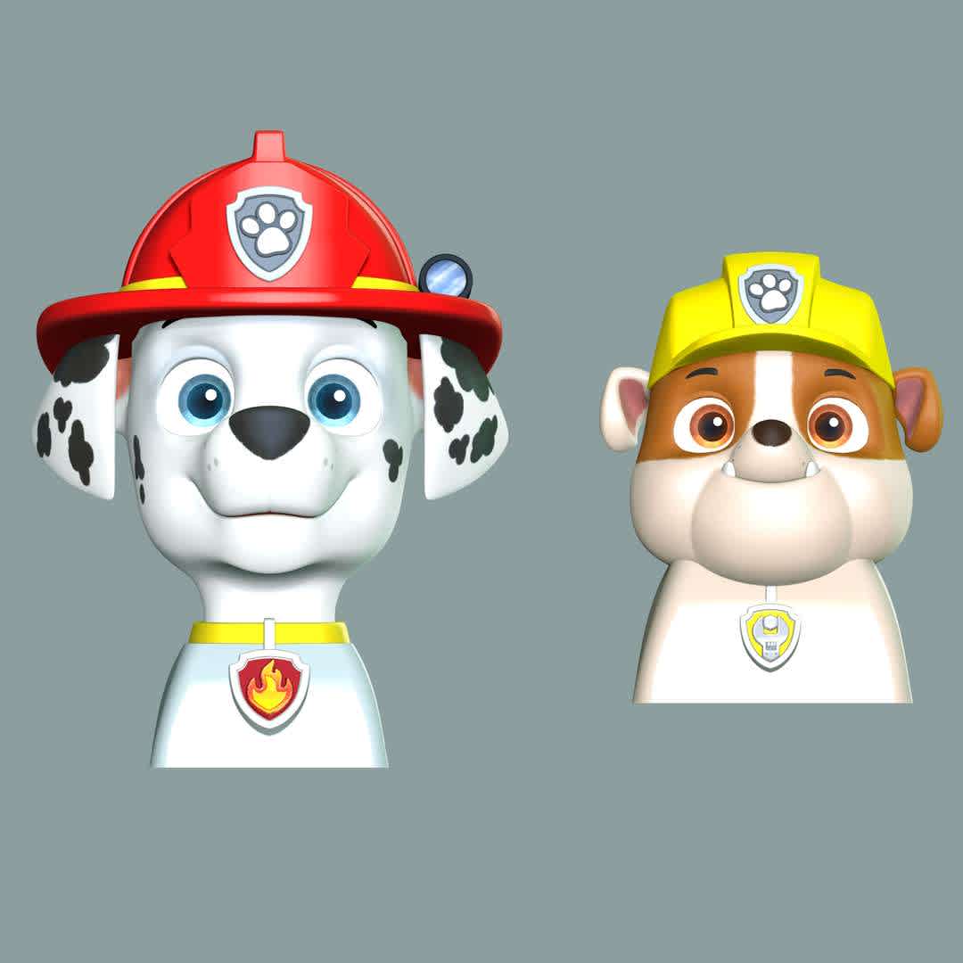 Marshall Rubble Keycap - Paw Patrol - The Marshall & Rubble for keycaps

**- Format files: STL, OBJ to supporting 3D printing.**

Please don't hesitate to contact me if you have any issues question. - The best files for 3D printing in the world. Stl models divided into parts to facilitate 3D printing. All kinds of characters, decoration, cosplay, prosthetics, pieces. Quality in 3D printing. Affordable 3D models. Low cost. Collective purchases of 3D files.