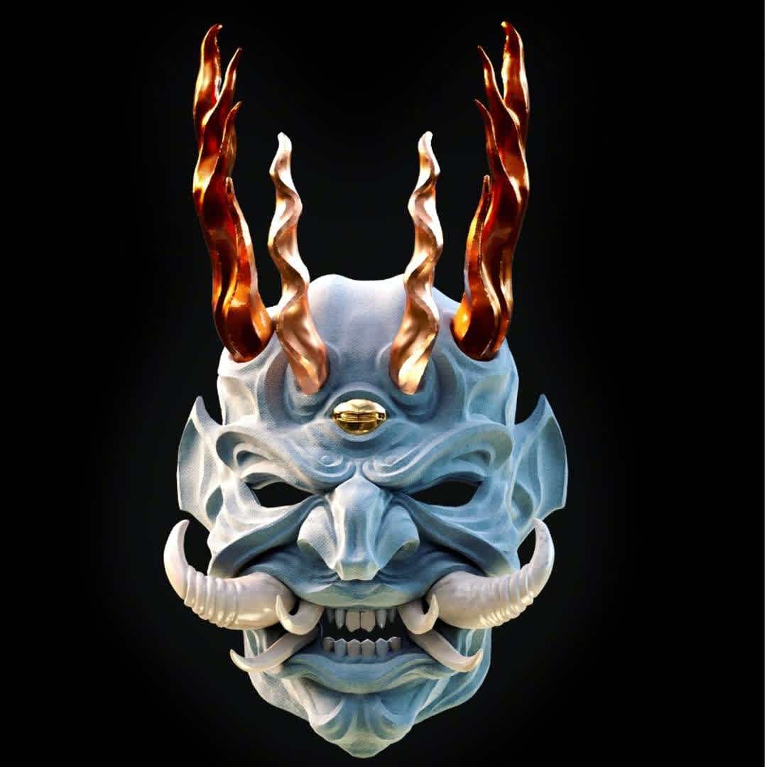 mask oni  DEMON - it is in several parts the fangs and horns are printed separately - The best files for 3D printing in the world. Stl models divided into parts to facilitate 3D printing. All kinds of characters, decoration, cosplay, prosthetics, pieces. Quality in 3D printing. Affordable 3D models. Low cost. Collective purchases of 3D files.