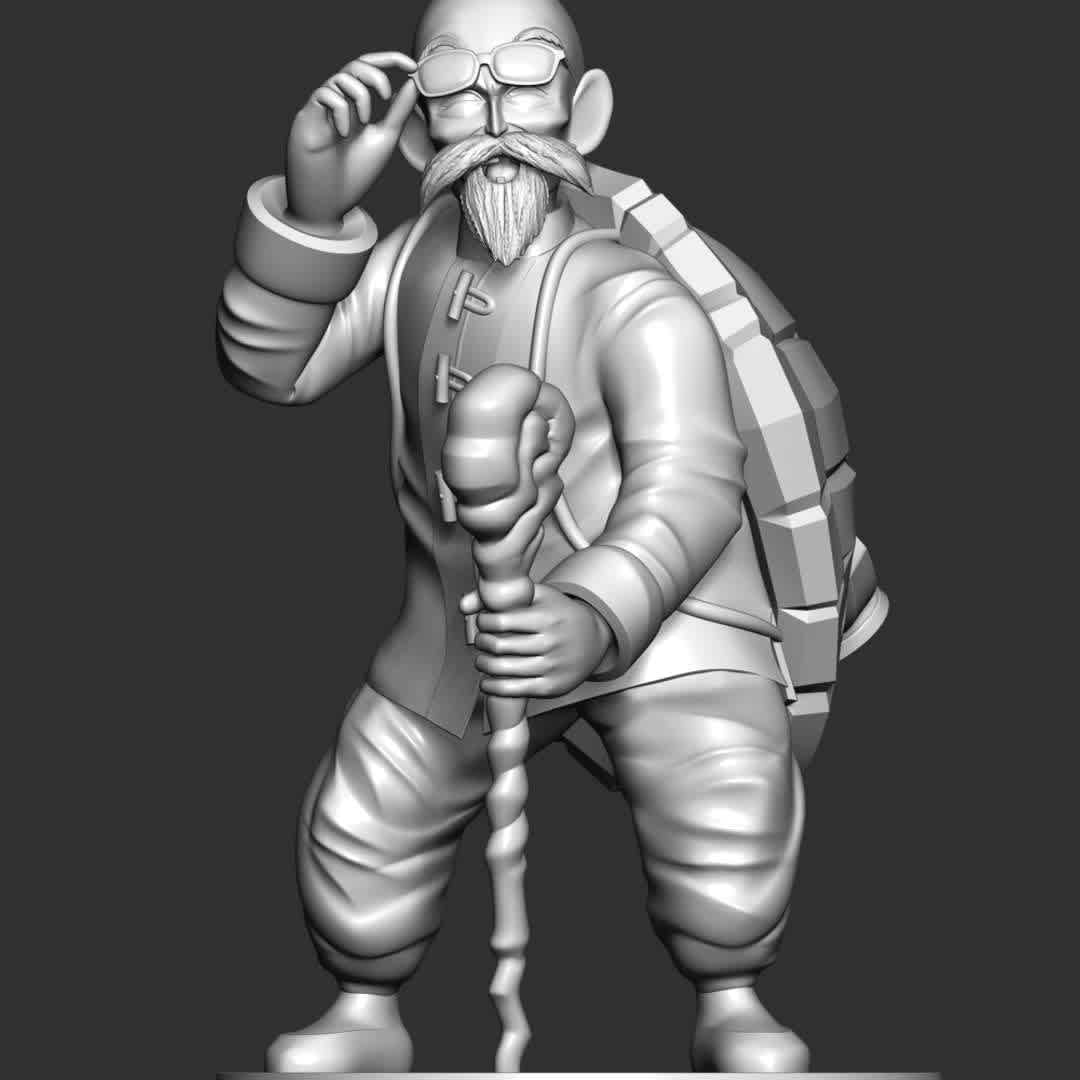 Master Roshi - Dragon Ball - **Master Roshi also known as the Turtle Hermit and God of Martial Arts is a perverted hermit and a master of martial arts.**

**The model ready for 3D printing.**

These information of model:

**- Format files: STL, OBJ to supporting 3D printing.**

**- Can be assembled without glue (glue is optional)**

**- Split down to 2 parts**

**- The height of current model is 20 cm and you can free to scale it.**

**- ZTL format for Zbrush for you to customize as you like.**

Please don't hesitate to contact me if you have any issues question.

If you see this model useful, please vote positively for it. - Os melhores arquivos para impressão 3D do mundo. Modelos stl divididos em partes para facilitar a impressão 3D. Todos os tipos de personagens, decoração, cosplay, próteses, peças. Qualidade na impressão 3D. Modelos 3D com preço acessível. Baixo custo. Compras coletivas de arquivos 3D.