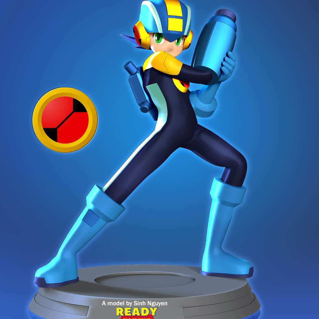 Mega Man - Mega Man Battle Network, known in Japan as Rockman.EXE is one of Capcom's Mega Man series and debuted in 2001 on the Game Boy Advance.

--Information: this model has a height of 15cm.

When you purchase this model, you will own:

1. STL, OBJ file with 06 separated files (with key to connect together) is ready for 3D printing.
2. Zbrush original files (ZTL) for you to customize as you like.

- 25th May, 2021: This is version 1.0 of this model.
- 9th July, 2022: version 1.1 - Retouched on the right hand to look more reasonable. Set the overall height for the model.
Hope you like him. Thanks for viewing! - Los mejores archivos para impresión 3D del mundo. Modelos Stl divididos en partes para facilitar la impresión 3D. Todo tipo de personajes, decoración, cosplay, prótesis, piezas. Calidad en impresión 3D. Modelos 3D asequibles. Bajo costo. Compras colectivas de archivos 3D.