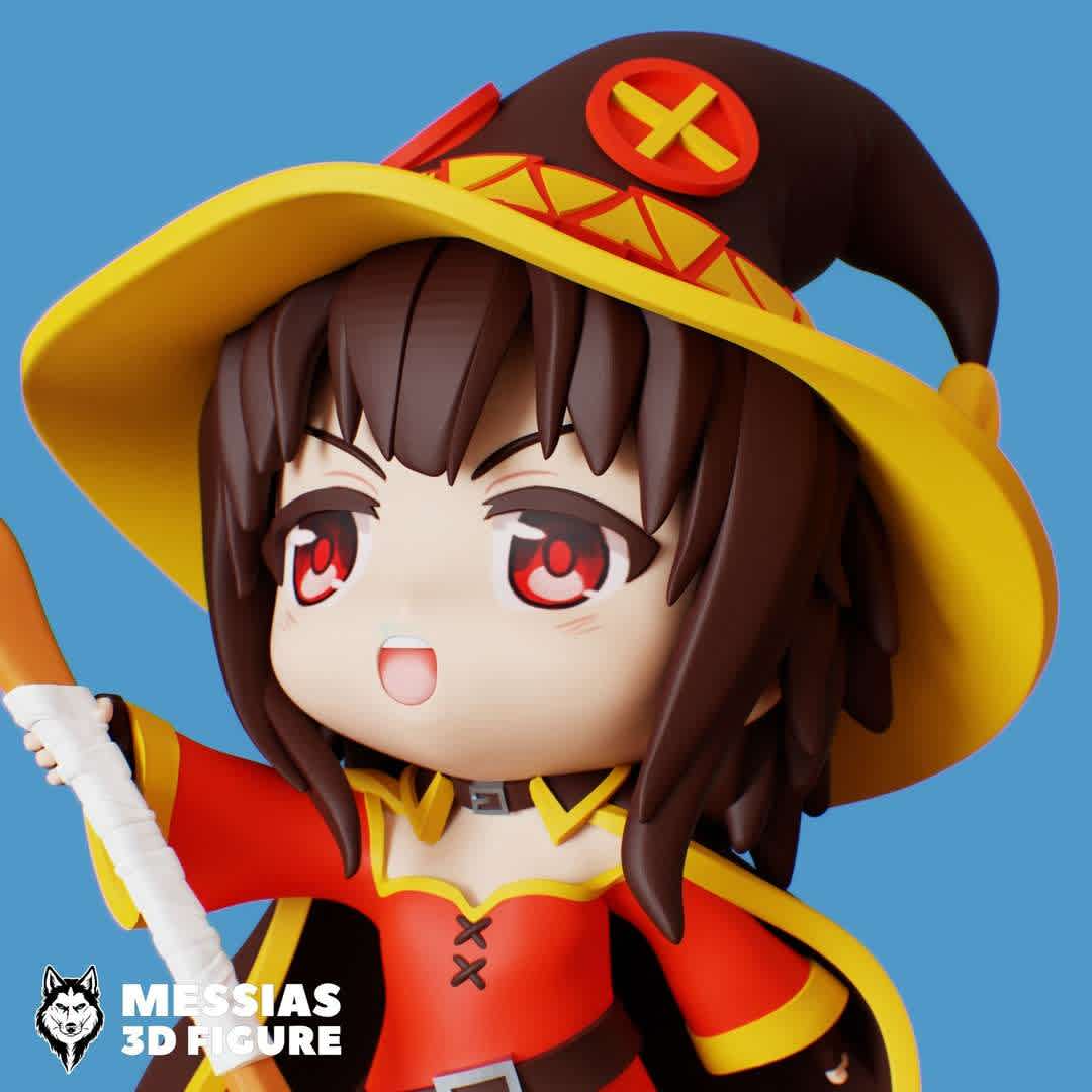 Megumin Chibi 3D Print Model - Bring the magic and fun of the anime Kono Subarashii Sekai ni Shukufuku wo to life with this incredible 3D figure of Megumin!

Enchanting Details: Every line, expression, and detail has been skillfully recreated in this high-quality figure. With astonishing precision, Megumin looks ready to cast her explosive spells straight from the anime world!

High-Quality 3D Printing: Crafted using the most advanced 3D printing technology, this figure is an authentic tribute to your favorite character. Built to last, it's a collector's piece that will delight KonoSuba fans.

Decorate Your Space: Add a touch of magic and adventure to your home, office, or entertainment area with this unique Megumin figure. Perfect for display, it also makes an amazing gift for fellow anime enthusiasts!

Don't miss the opportunity to have Megumin always close by. Order your 3D figure today and step into the magical world of KonoSuba like never before! - The best files for 3D printing in the world. Stl models divided into parts to facilitate 3D printing. All kinds of characters, decoration, cosplay, prosthetics, pieces. Quality in 3D printing. Affordable 3D models. Low cost. Collective purchases of 3D files.