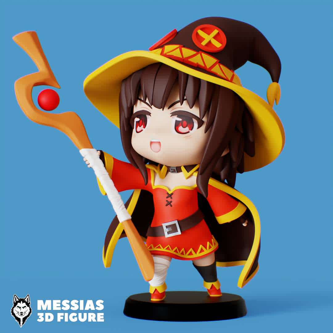 Megumin Chibi 3D Print Model - Bring the magic and fun of the anime Kono Subarashii Sekai ni Shukufuku wo to life with this incredible 3D figure of Megumin!

Enchanting Details: Every line, expression, and detail has been skillfully recreated in this high-quality figure. With astonishing precision, Megumin looks ready to cast her explosive spells straight from the anime world!

High-Quality 3D Printing: Crafted using the most advanced 3D printing technology, this figure is an authentic tribute to your favorite character. Built to last, it's a collector's piece that will delight KonoSuba fans.

Decorate Your Space: Add a touch of magic and adventure to your home, office, or entertainment area with this unique Megumin figure. Perfect for display, it also makes an amazing gift for fellow anime enthusiasts!

Don't miss the opportunity to have Megumin always close by. Order your 3D figure today and step into the magical world of KonoSuba like never before! - Os melhores arquivos para impressão 3D do mundo. Modelos stl divididos em partes para facilitar a impressão 3D. Todos os tipos de personagens, decoração, cosplay, próteses, peças. Qualidade na impressão 3D. Modelos 3D com preço acessível. Baixo custo. Compras coletivas de arquivos 3D.