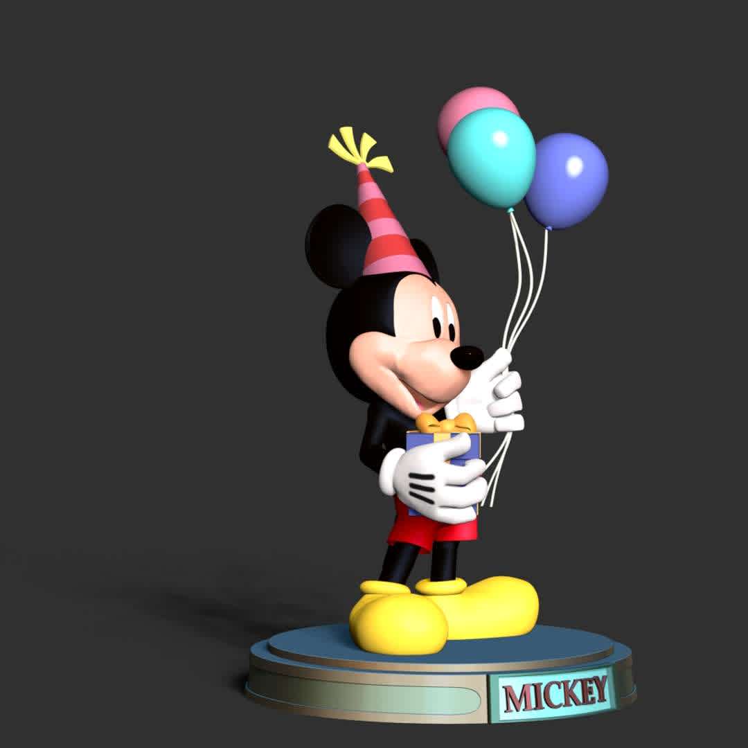 Mickey - Party - Information: This model has a height of 15 cm.

When you purchase this model, you will own:
 
- STL, OBJ file with 06 separated files (included key to connect parts) is ready for 3D printing.

- Zbrush original files (ZTL) for you to customize as you like.

This is version 1.0 of this model.

Thanks for viewing!

 Hope you like him. - Los mejores archivos para impresión 3D del mundo. Modelos Stl divididos en partes para facilitar la impresión 3D. Todo tipo de personajes, decoración, cosplay, prótesis, piezas. Calidad en impresión 3D. Modelos 3D asequibles. Bajo costo. Compras colectivas de archivos 3D.