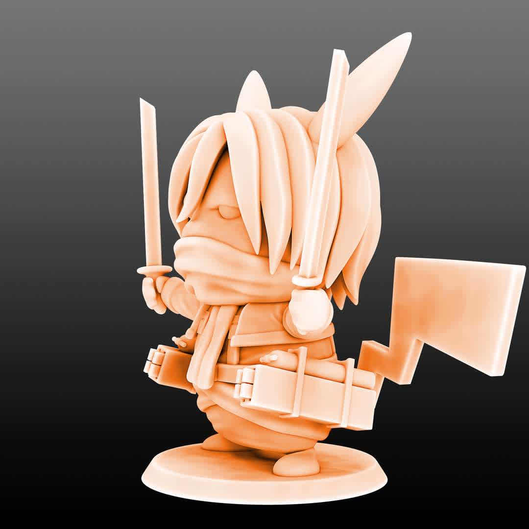 Mikachu Pikachu Mikasa Cosplay - Pikachu Mikasa Cosplay File ready for printing 08 STL files ready for printing Model cut and prepared with plug-in pins for printing

I'm a 3D artist for a few years, graduated in game designer, venturing into this area of ​​collectibles that became my passion, I hope you like the models, and if you have any questions or suggestions, just get in touch with me. - The best files for 3D printing in the world. Stl models divided into parts to facilitate 3D printing. All kinds of characters, decoration, cosplay, prosthetics, pieces. Quality in 3D printing. Affordable 3D models. Low cost. Collective purchases of 3D files.