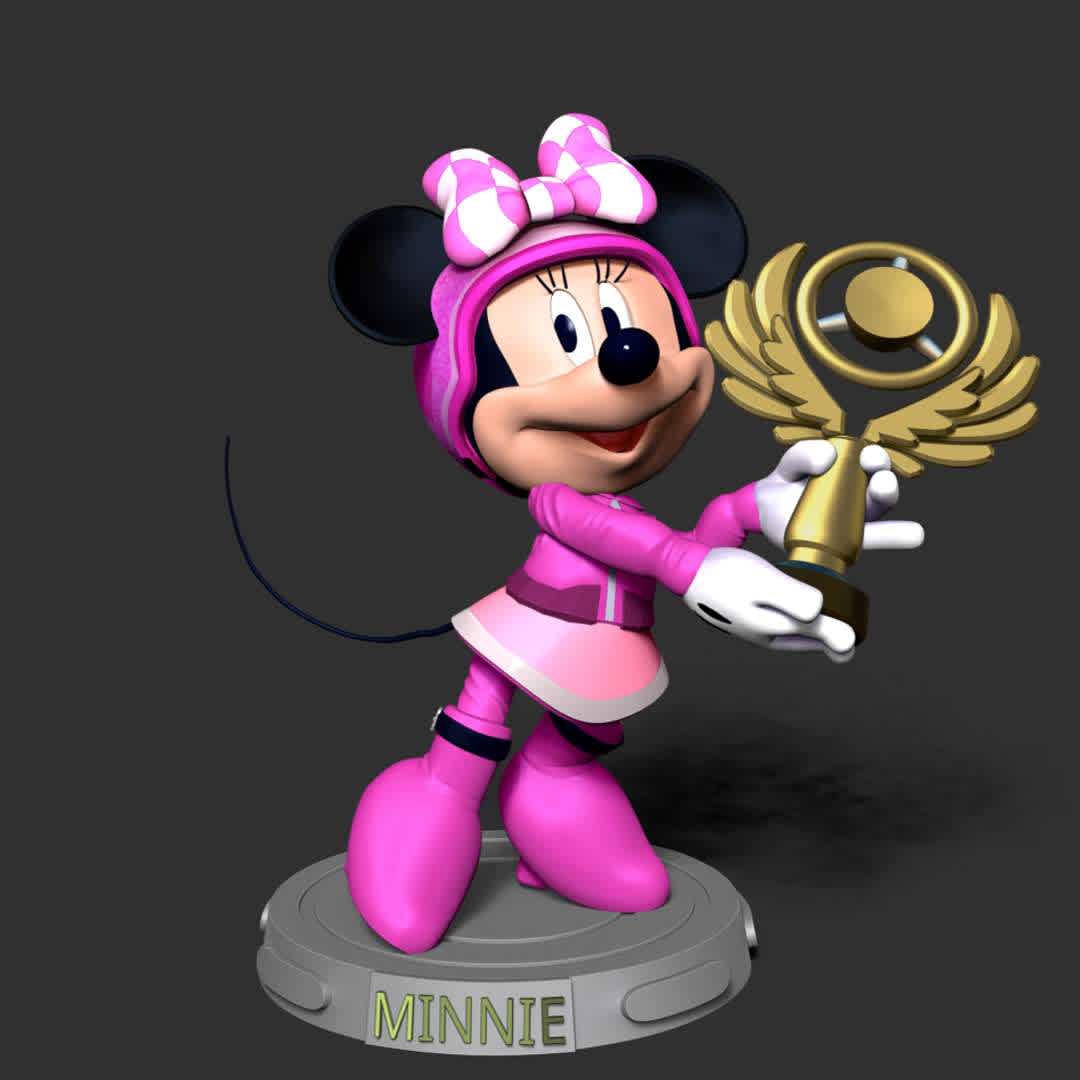 Minnie Mouse - Champions Trophy - **Information: This model has a height of 15cm.**

When you purchase this model, you will own:
**- STL, OBJ file with 04 separated files (included key to connect parts) is ready for 3D printing.
 - Zbrush original files (ZTL) for you to customize as you like.**

This is version 1.0 of this model.
Thanks for viewing! Hope you like her. - The best files for 3D printing in the world. Stl models divided into parts to facilitate 3D printing. All kinds of characters, decoration, cosplay, prosthetics, pieces. Quality in 3D printing. Affordable 3D models. Low cost. Collective purchases of 3D files.