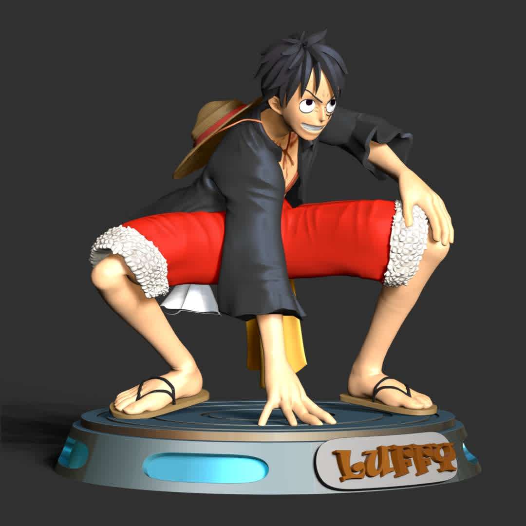 Monkey D. Luffy - One Piece - **Information: This model has a height of 20 cm.**

When you purchase this model, you will own:

 
  - STL, OBJ file with 06 separated files (included key to connect parts) is ready for 3D printing.

  - Zbrush original files (ZTL) for you to customize as you like.

This is version 1.0 of this model.

Thanks for viewing! Hope you like him. - The best files for 3D printing in the world. Stl models divided into parts to facilitate 3D printing. All kinds of characters, decoration, cosplay, prosthetics, pieces. Quality in 3D printing. Affordable 3D models. Low cost. Collective purchases of 3D files.