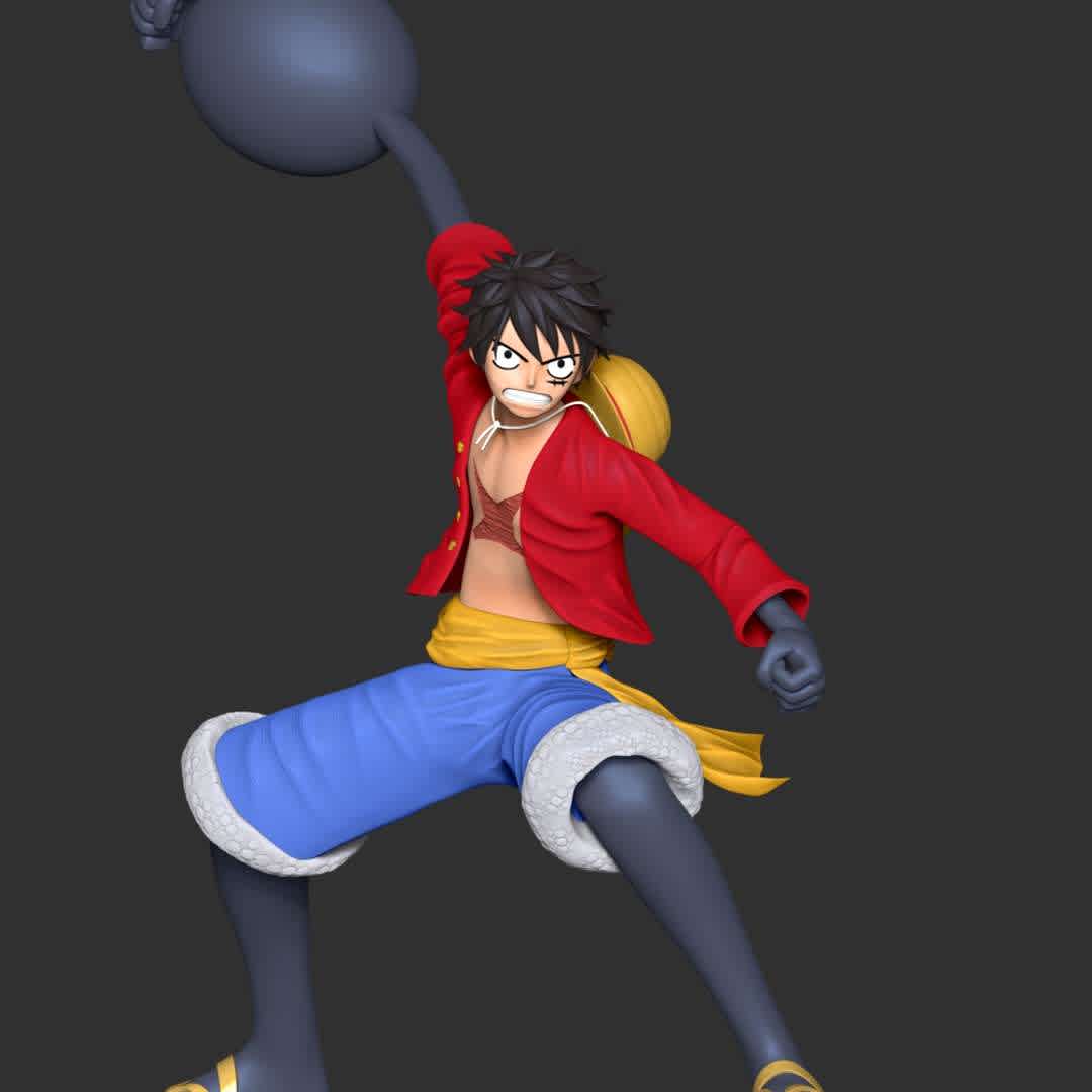 Monkey D. Luffy - **The model ready for 3D printing.**

These information of model:

**- Format files: STL, OBJ to supporting 3D printing.**

**- Can be assembled without glue (glue is optional)**

**- Split down to 4 parts**

**- The height of current model is 20 cm and you can free to scale it.**

**- ZTL format for Zbrush for you to customize as you like.**

Please don't hesitate to contact me if you have any issues question.

If you see this model useful, please vote positively for it. - Los mejores archivos para impresión 3D del mundo. Modelos Stl divididos en partes para facilitar la impresión 3D. Todo tipo de personajes, decoración, cosplay, prótesis, piezas. Calidad en impresión 3D. Modelos 3D asequibles. Bajo costo. Compras colectivas de archivos 3D.