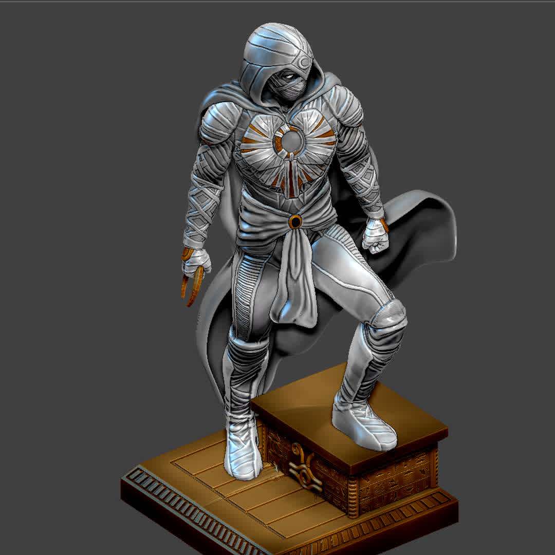 MOON KNIGHT MARVEL DISNEY 3D PRINT MODEL - MODEL IS STL FILE.
BOTH PRINTABLE IN FDM AND LCD PRINTERS.

THE MODEL HEIGHT IS ABOUT 200MM.

IF YOU GET ANY PROBLEM WITH THE MODEL
FEEL FREE TO CONTACT ME: figuremasteracademy@gmail.com - The best files for 3D printing in the world. Stl models divided into parts to facilitate 3D printing. All kinds of characters, decoration, cosplay, prosthetics, pieces. Quality in 3D printing. Affordable 3D models. Low cost. Collective purchases of 3D files.