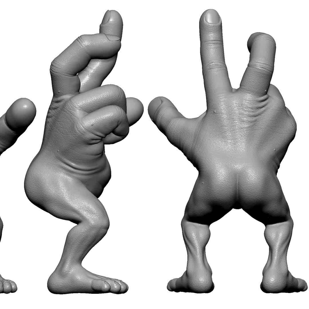 Mr Finger - Model created specifically for 3d printing, approximately 200mm tall
Model has two versions for printing: model with cuts to facilitate 3d printing and whole model, without cuts - The best files for 3D printing in the world. Stl models divided into parts to facilitate 3D printing. All kinds of characters, decoration, cosplay, prosthetics, pieces. Quality in 3D printing. Affordable 3D models. Low cost. Collective purchases of 3D files.