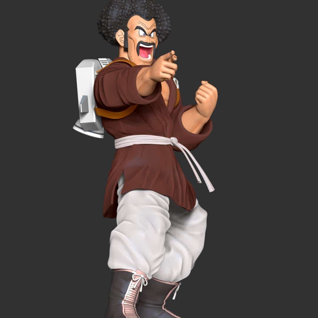 Mr. Satan - Dragon Ball - **Mr. Satan also known as Hercule Satan in the Funimation dub, is the World Martial Arts Champion and the Earth's protector. His real name is Mark**

**The model ready for 3D printing.**

These information of model:

**- Format files: STL, OBJ to supporting 3D printing.**

**- Can be assembled without glue (glue is optional)**

**- Split down to 2 parts**

**- The height of current model is 20 cm and you can free to scale it.**

**- ZTL format for Zbrush for you to customize as you like.**

Please don't hesitate to contact me if you have any issues question.

If you see this model useful, please vote positively for it. - Los mejores archivos para impresión 3D del mundo. Modelos Stl divididos en partes para facilitar la impresión 3D. Todo tipo de personajes, decoración, cosplay, prótesis, piezas. Calidad en impresión 3D. Modelos 3D asequibles. Bajo costo. Compras colectivas de archivos 3D.