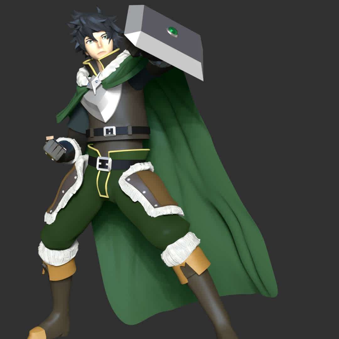 Naofumi Iwatani - The Rising of the Shield Hero - These information of model:

**- The height of current model is 30 cm and you can free to scale it.**

**- Format files: STL, OBJ to supporting 3D printing.**

Please don't hesitate to contact me if you have any issues question. - The best files for 3D printing in the world. Stl models divided into parts to facilitate 3D printing. All kinds of characters, decoration, cosplay, prosthetics, pieces. Quality in 3D printing. Affordable 3D models. Low cost. Collective purchases of 3D files.