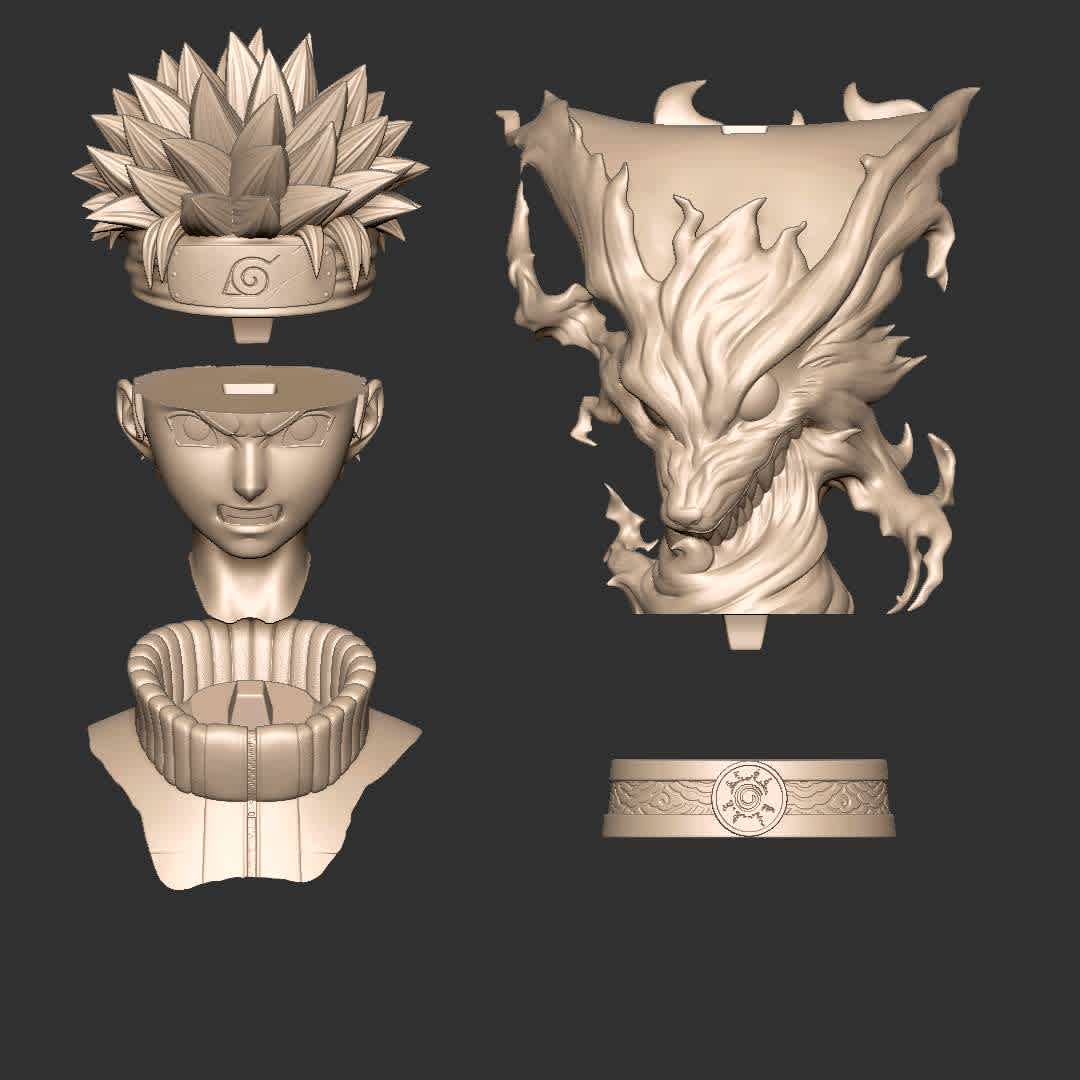 Naruto Bust  - These are the STL files needed to print the completed Naruto Bust! It is 20 cm tall, but you can adjust the size as you wish. This model is prepared and ready for 3D printing, tested and ready to use. If you have any problems, please don't hesitate to contact me. Thank you and I hope you like it.

https://www.instagram.com/mathayusart/
https://www.artstation.com/caiohenrique3d
email: cainhenrique.3d@gmail.com - Los mejores archivos para impresión 3D del mundo. Modelos Stl divididos en partes para facilitar la impresión 3D. Todo tipo de personajes, decoración, cosplay, prótesis, piezas. Calidad en impresión 3D. Modelos 3D asequibles. Bajo costo. Compras colectivas de archivos 3D.