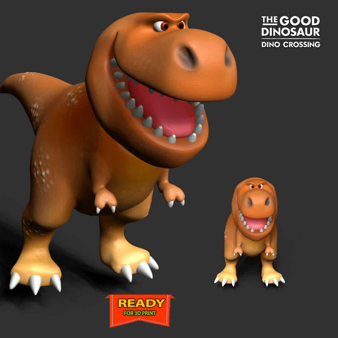 Nash - The Good Dinosaur Dino Crossing - When you purchase this model, you will own:
- STL, OBJ file with 02 separated files (included key to connect parts) is ready for 3D printing.
 - Zbrush original files (ZTL) for you to customize as you like.

This is version 1.0 of this model.
Thanks for viewing! Hope you like it. - The best files for 3D printing in the world. Stl models divided into parts to facilitate 3D printing. All kinds of characters, decoration, cosplay, prosthetics, pieces. Quality in 3D printing. Affordable 3D models. Low cost. Collective purchases of 3D files.