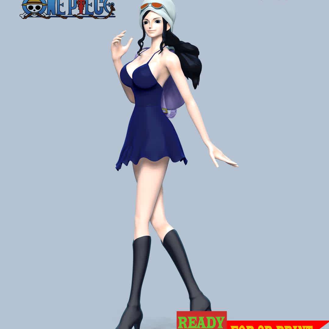 Nico Robin - One Piece - Nico Robin also known by her epithet "Devil Child" and the "Light of the Revolution", is the archaeologist of the Straw Hat Pirates and one of the Senior Officers of the Straw Hat Grand Fleet. She is the seventh member of the crew and the sixth to join.

These information of this model:

 - Files format: STL, OBJ (included 06 separated files is ready for 3D printing). 
 - Zbrush original file (ZTL) for you to customize as you like.
 - The height is 18 cm
 - The version 1.0. 

Hope you like her.
Don't hesitate to contact me if there are any problems during printing the model - Los mejores archivos para impresión 3D del mundo. Modelos Stl divididos en partes para facilitar la impresión 3D. Todo tipo de personajes, decoración, cosplay, prótesis, piezas. Calidad en impresión 3D. Modelos 3D asequibles. Bajo costo. Compras colectivas de archivos 3D.