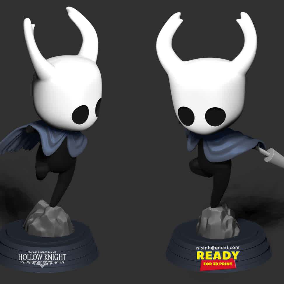 Hollow Knight - When you purchase this model, you will own:

**- STL, OBJ file with 03 separated files (with key to connect together) is ready for 3D printing.**

**- Zbrush original files (ZTL) for you to customize as you like.**

_This is version 1.0 of this model._

Thanks so much for viewing  my model! Hope you guys like him :)

We hope to receive the support of our dear customers. - Los mejores archivos para impresión 3D del mundo. Modelos Stl divididos en partes para facilitar la impresión 3D. Todo tipo de personajes, decoración, cosplay, prótesis, piezas. Calidad en impresión 3D. Modelos 3D asequibles. Bajo costo. Compras colectivas de archivos 3D.