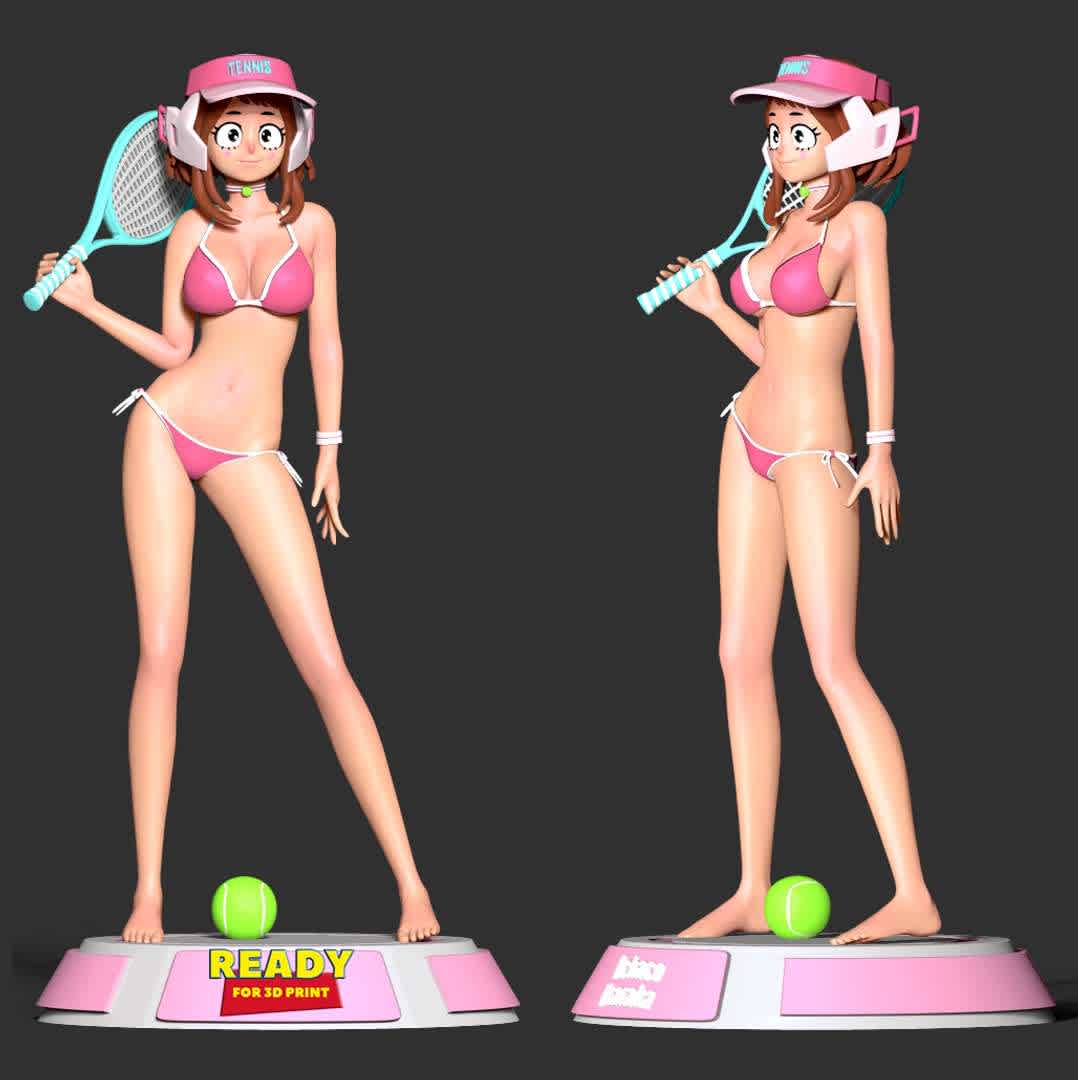 Ochaco plays tennis  - The combination of Ochako Uraraka and tennis :))

When you purchase this model, you will own:

- STL, OBJ file with 04 separated files (with key to connect together) is ready for 3D printing.

- Zbrush original files (ZTL) for you to customize as you like.

This is version 1.0 of this model.

Thanks for viewing! - The best files for 3D printing in the world. Stl models divided into parts to facilitate 3D printing. All kinds of characters, decoration, cosplay, prosthetics, pieces. Quality in 3D printing. Affordable 3D models. Low cost. Collective purchases of 3D files.