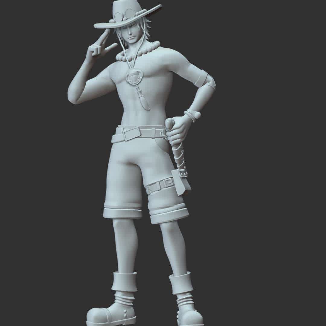 One Piece - Ace - These information of model:

**- The height of current model is 30 cm and you can free to scale it.**

**- Format files: STL, OBJ to supporting 3D printing.**

Please don't hesitate to contact me if you have any issues question. - The best files for 3D printing in the world. Stl models divided into parts to facilitate 3D printing. All kinds of characters, decoration, cosplay, prosthetics, pieces. Quality in 3D printing. Affordable 3D models. Low cost. Collective purchases of 3D files.