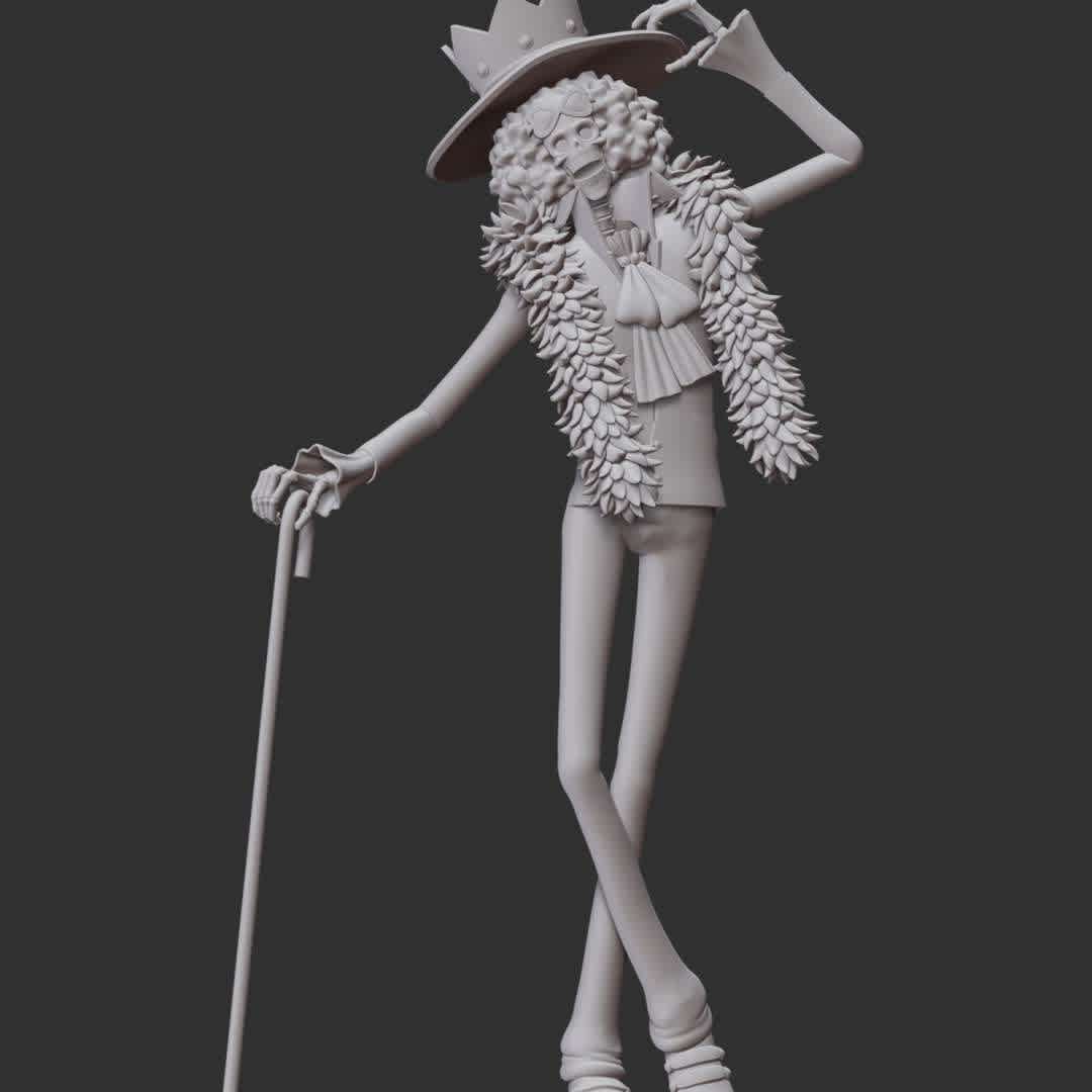 One Piece - Brook - These information of model:

**- The height of current model is 30 cm and you can free to scale it.**

**- Format files: STL, OBJ to supporting 3D printing.**

Please don't hesitate to contact me if you have any issues question. - The best files for 3D printing in the world. Stl models divided into parts to facilitate 3D printing. All kinds of characters, decoration, cosplay, prosthetics, pieces. Quality in 3D printing. Affordable 3D models. Low cost. Collective purchases of 3D files.