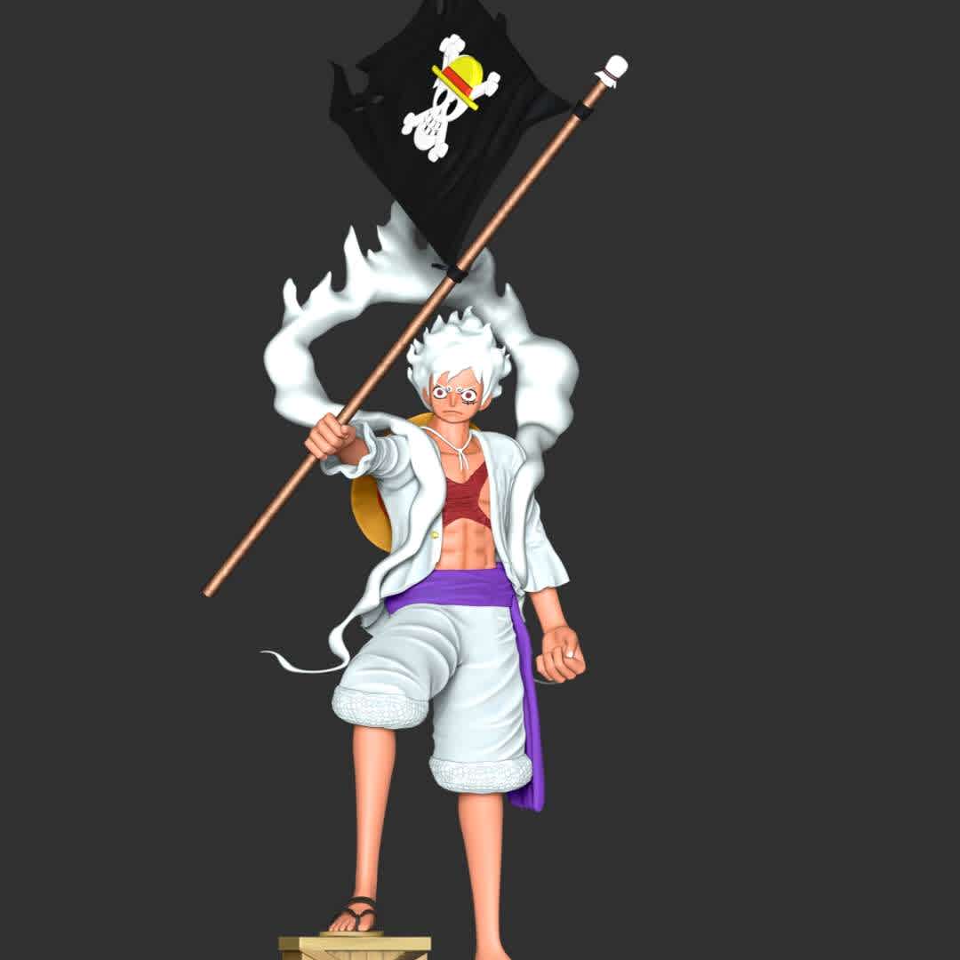 One Piece - Luffy Gear 5 - 
**The model ready for 3D printing.**

These information of model:

**- The height of current model is 20 cm and you can free to scale it.**

**- Format files: STL, OBJ to supporting 3D printing.**

Please don't hesitate to contact me if you have any issues question. - The best files for 3D printing in the world. Stl models divided into parts to facilitate 3D printing. All kinds of characters, decoration, cosplay, prosthetics, pieces. Quality in 3D printing. Affordable 3D models. Low cost. Collective purchases of 3D files.