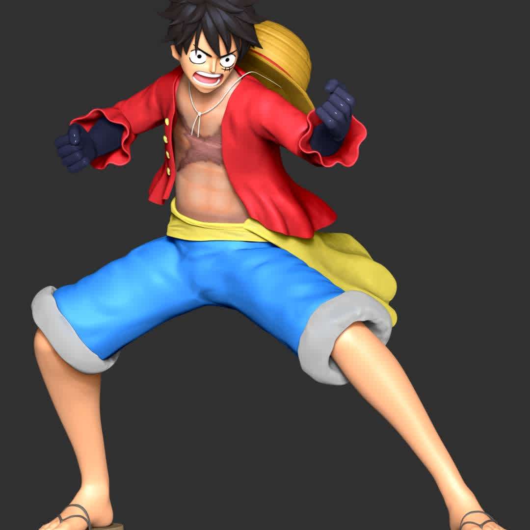 One Piece - Luffy Mokey - These information of model:

**- The height of current model is 30 cm and you can free to scale it.**

**- Format files: STL, OBJ to supporting 3D printing.**

Please don't hesitate to contact me if you have any issues question. - Os melhores arquivos para impressão 3D do mundo. Modelos stl divididos em partes para facilitar a impressão 3D. Todos os tipos de personagens, decoração, cosplay, próteses, peças. Qualidade na impressão 3D. Modelos 3D com preço acessível. Baixo custo. Compras coletivas de arquivos 3D.