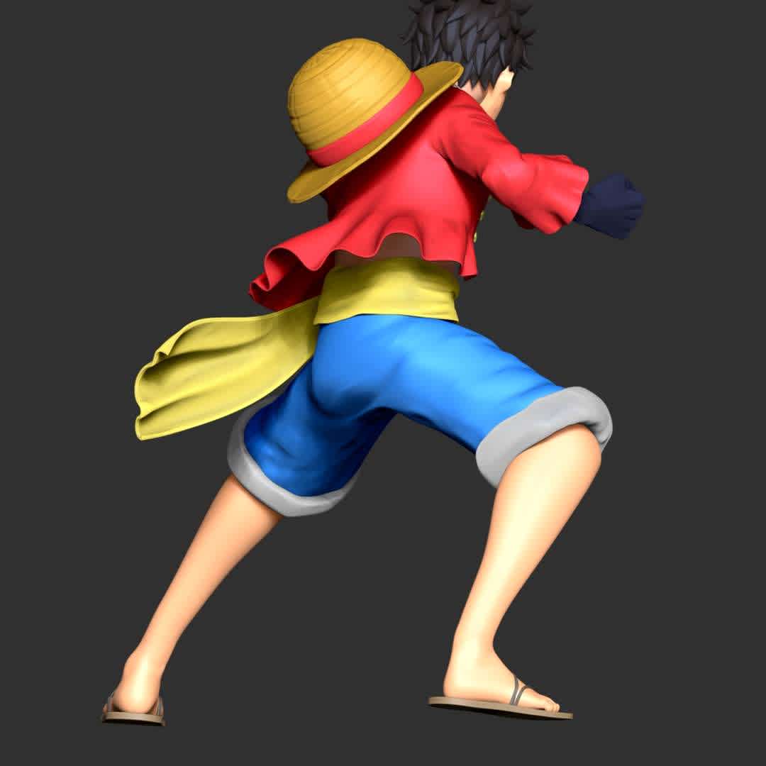 One Piece - Luffy Mokey - These information of model:

**- The height of current model is 30 cm and you can free to scale it.**

**- Format files: STL, OBJ to supporting 3D printing.**

Please don't hesitate to contact me if you have any issues question. - The best files for 3D printing in the world. Stl models divided into parts to facilitate 3D printing. All kinds of characters, decoration, cosplay, prosthetics, pieces. Quality in 3D printing. Affordable 3D models. Low cost. Collective purchases of 3D files.