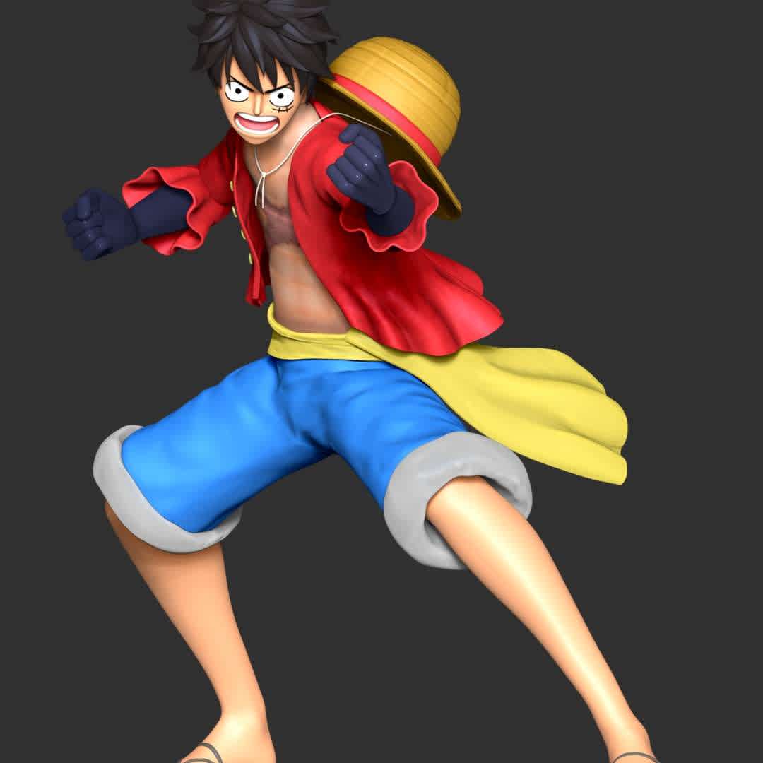 One Piece - Luffy Mokey - These information of model:

**- The height of current model is 30 cm and you can free to scale it.**

**- Format files: STL, OBJ to supporting 3D printing.**

Please don't hesitate to contact me if you have any issues question. - The best files for 3D printing in the world. Stl models divided into parts to facilitate 3D printing. All kinds of characters, decoration, cosplay, prosthetics, pieces. Quality in 3D printing. Affordable 3D models. Low cost. Collective purchases of 3D files.