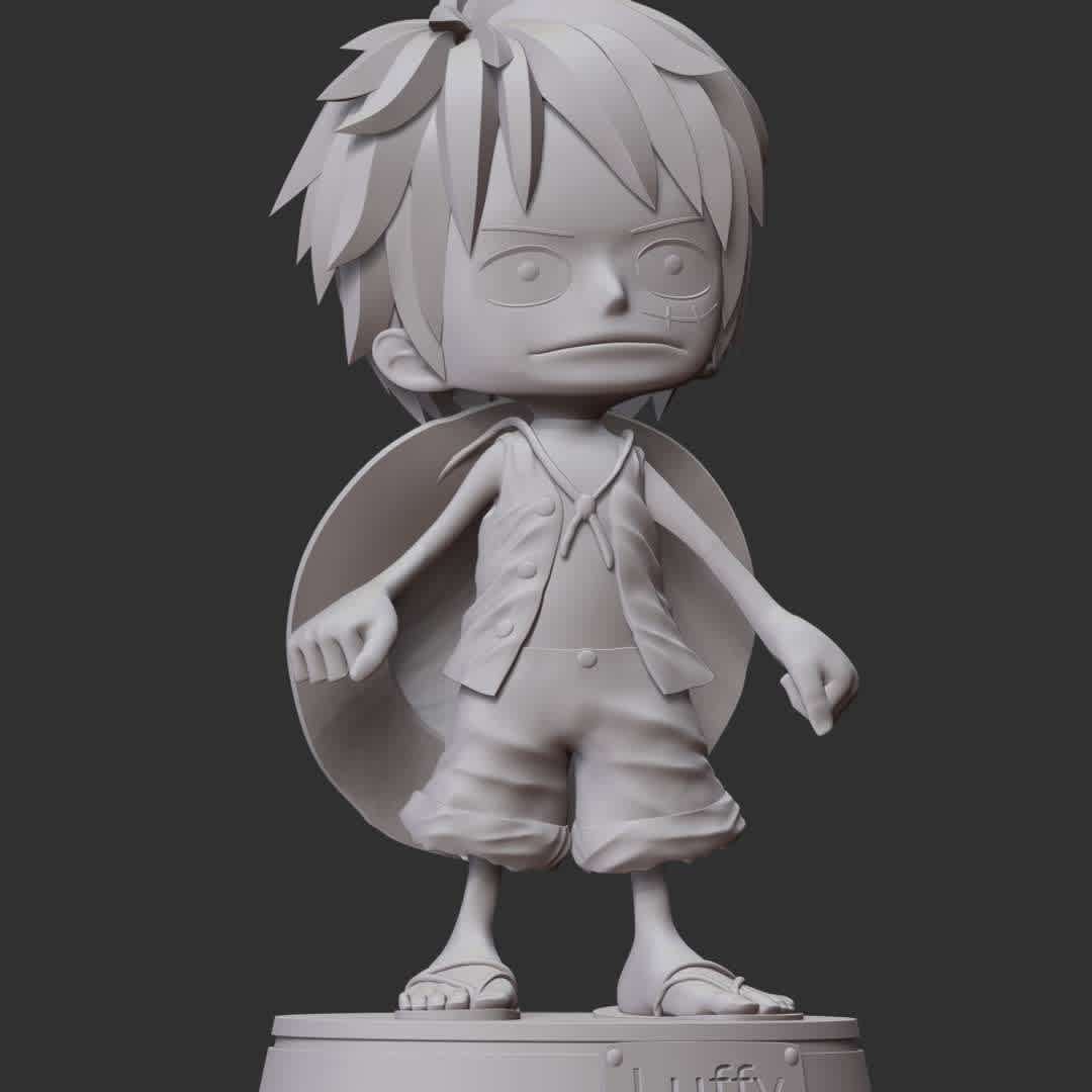 One Piece - Luffy young - These information of model:

**- The height of current model is 20 cm and you can free to scale it.**

**- Format files: STL, OBJ to supporting 3D printing.**

Please don't hesitate to contact me if you have any issues question. - The best files for 3D printing in the world. Stl models divided into parts to facilitate 3D printing. All kinds of characters, decoration, cosplay, prosthetics, pieces. Quality in 3D printing. Affordable 3D models. Low cost. Collective purchases of 3D files.