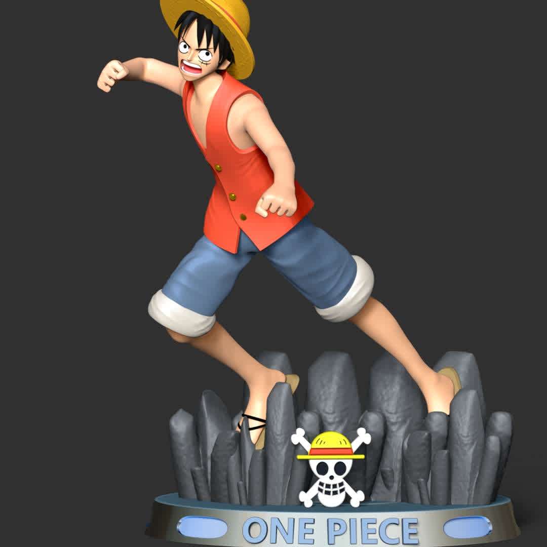 One Piece - Luffy - Luffy is the captain of the Straw Hat Pirates, and dreamt of being a pirate since childhood from the influence of his idol Red-Haired Shanks. At the age of 17, Luffy sets sail from the East Blue Sea to the Grand Line in search of the legendary treasure, One Piece, to succeed Gol D. Roger as "King of the Pirates".

Information: This model has a height of 20 cm.

When you purchase this model, you will own:
 
- STL, OBJ file with 09 separated files (included key to connect parts) is ready for 3D printing.
- Zbrush original files (ZTL) for you to customize as you like.

This is version 1.0 of this model.
Thanks for viewing! Hope you like him. - Los mejores archivos para impresión 3D del mundo. Modelos Stl divididos en partes para facilitar la impresión 3D. Todo tipo de personajes, decoración, cosplay, prótesis, piezas. Calidad en impresión 3D. Modelos 3D asequibles. Bajo costo. Compras colectivas de archivos 3D.