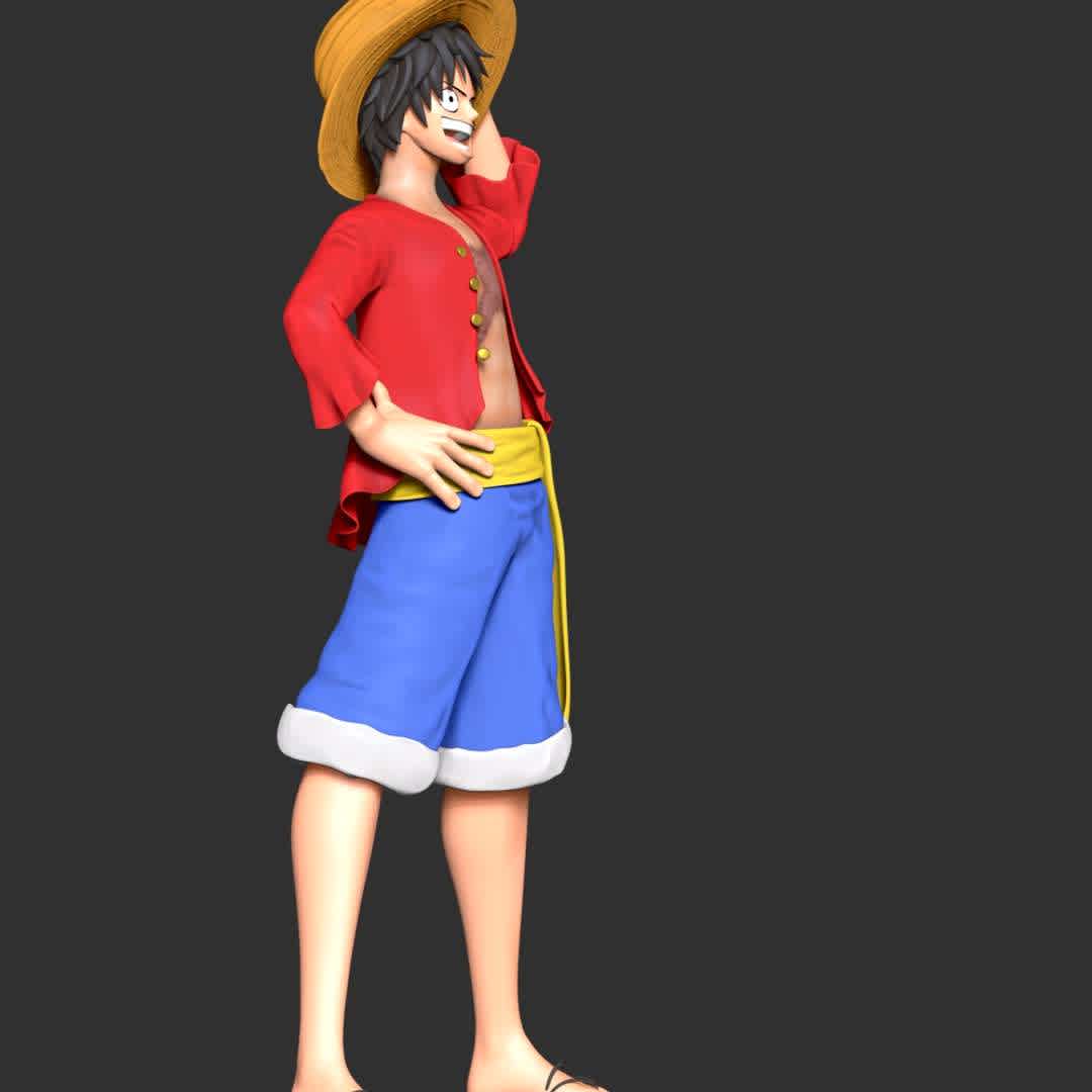 One Piece - Monkey D Luffy - These information of model:

**- The height of current model is 30 cm and you can free to scale it.**

**- Format files: STL, OBJ to supporting 3D printing.**

Please don't hesitate to contact me if you have any issues question. - The best files for 3D printing in the world. Stl models divided into parts to facilitate 3D printing. All kinds of characters, decoration, cosplay, prosthetics, pieces. Quality in 3D printing. Affordable 3D models. Low cost. Collective purchases of 3D files.