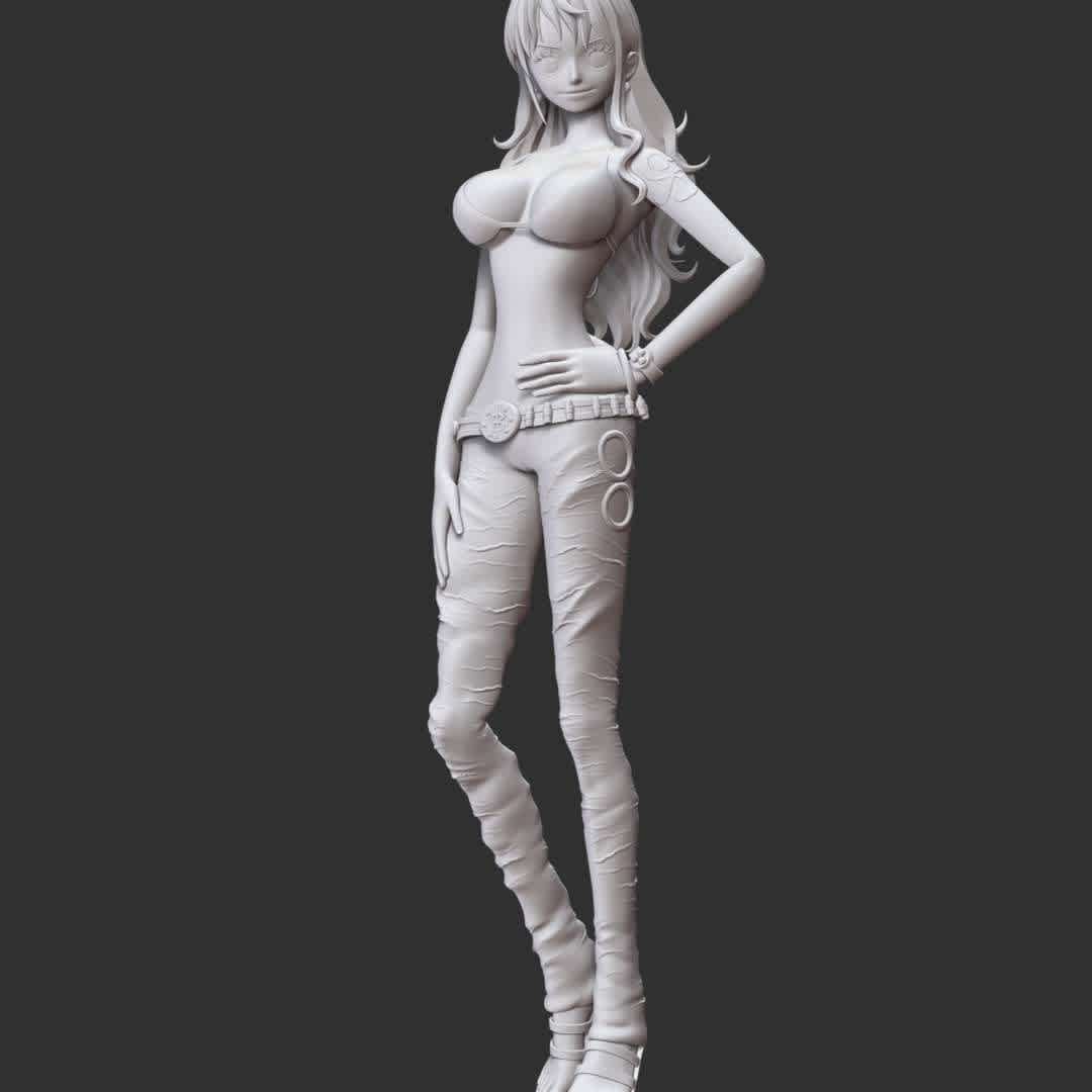 One Piece - Nami - These information of model:

**- The height of current model is 30 cm and you can free to scale it.**
**- Format files: STL, OBJ to supporting 3D printing.**

Please don't hesitate to contact me if you have any issues question. - The best files for 3D printing in the world. Stl models divided into parts to facilitate 3D printing. All kinds of characters, decoration, cosplay, prosthetics, pieces. Quality in 3D printing. Affordable 3D models. Low cost. Collective purchases of 3D files.