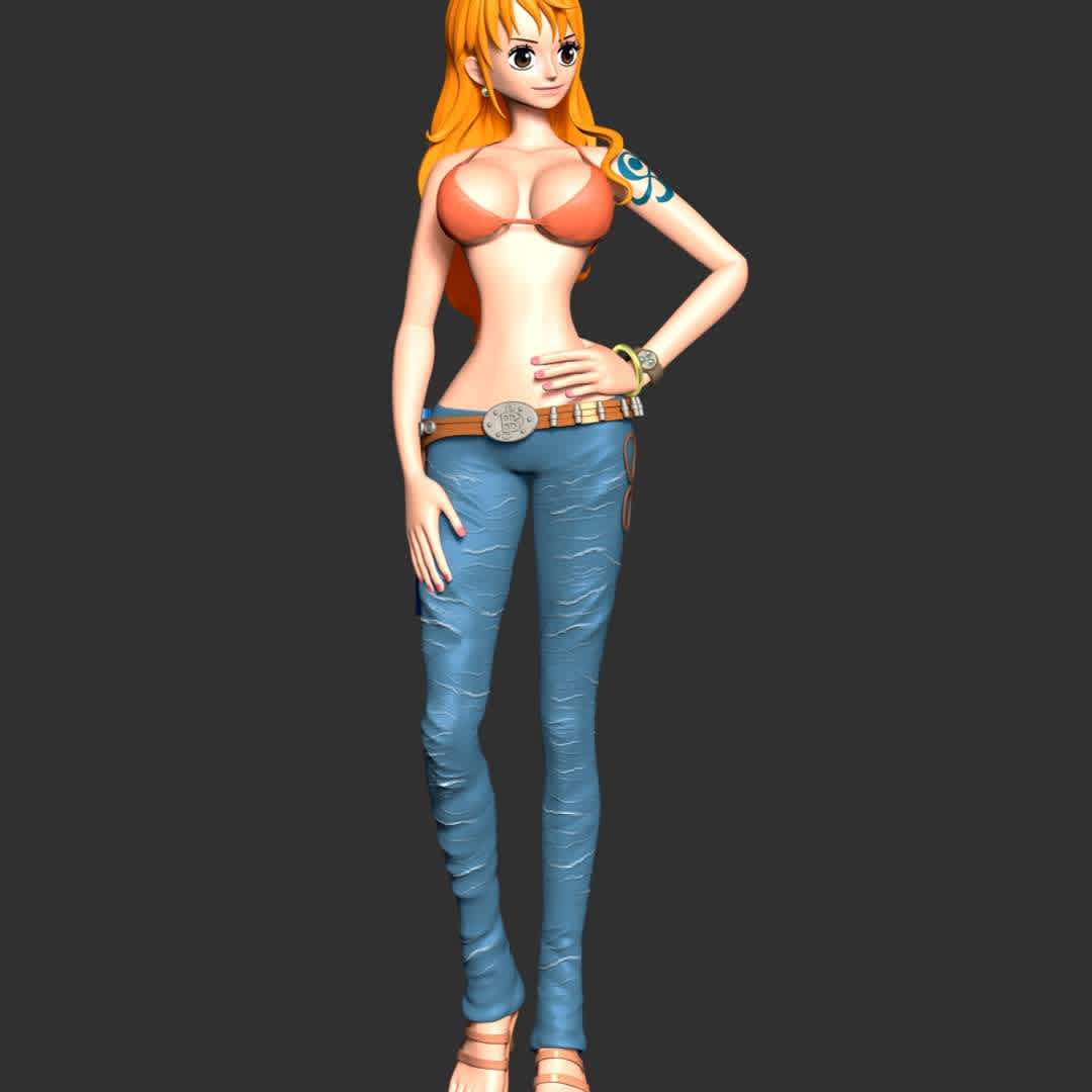 One Piece - Nami - These information of model:

**- The height of current model is 30 cm and you can free to scale it.**
**- Format files: STL, OBJ to supporting 3D printing.**

Please don't hesitate to contact me if you have any issues question. - The best files for 3D printing in the world. Stl models divided into parts to facilitate 3D printing. All kinds of characters, decoration, cosplay, prosthetics, pieces. Quality in 3D printing. Affordable 3D models. Low cost. Collective purchases of 3D files.