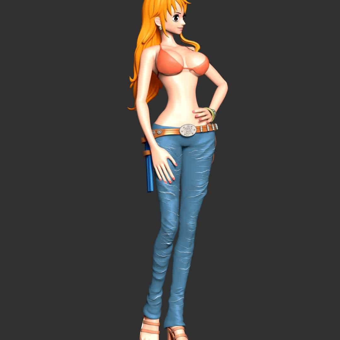 One Piece - Nami - These information of model:

**- The height of current model is 30 cm and you can free to scale it.**
**- Format files: STL, OBJ to supporting 3D printing.**

Please don't hesitate to contact me if you have any issues question. - The best files for 3D printing in the world. Stl models divided into parts to facilitate 3D printing. All kinds of characters, decoration, cosplay, prosthetics, pieces. Quality in 3D printing. Affordable 3D models. Low cost. Collective purchases of 3D files.