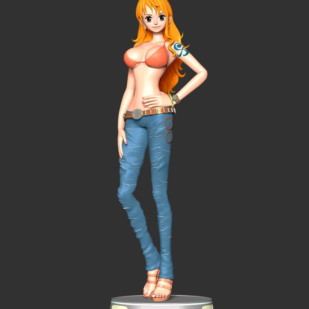 One Piece - Nami - These information of model:

**- The height of current model is 30 cm and you can free to scale it.**
**- Format files: STL, OBJ to supporting 3D printing.**

Please don't hesitate to contact me if you have any issues question. - The best files for 3D printing in the world. Stl models divided into parts to facilitate 3D printing. All kinds of characters, decoration, cosplay, prosthetics, pieces. Quality in 3D printing. Affordable 3D models. Low cost. Collective purchases of 3D files.