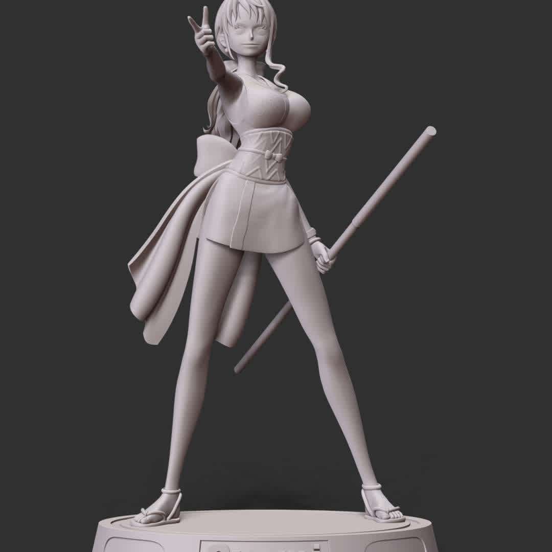 One Piece - Onami - **These information basic of this model:**

- The model ready for 3D printing.
- The model current size is 20cm height, but you are free to scale it.
- Files format: STL, OBJ (included 5 separated files is ready for 3D printing).
- Also includes Zbrush original file (ZTL) for you to customize as you like.

Hope you like her. 
If you have any questions please don't hesitate to contact me. 
I will respond you ASAP. - Los mejores archivos para impresión 3D del mundo. Modelos Stl divididos en partes para facilitar la impresión 3D. Todo tipo de personajes, decoración, cosplay, prótesis, piezas. Calidad en impresión 3D. Modelos 3D asequibles. Bajo costo. Compras colectivas de archivos 3D.