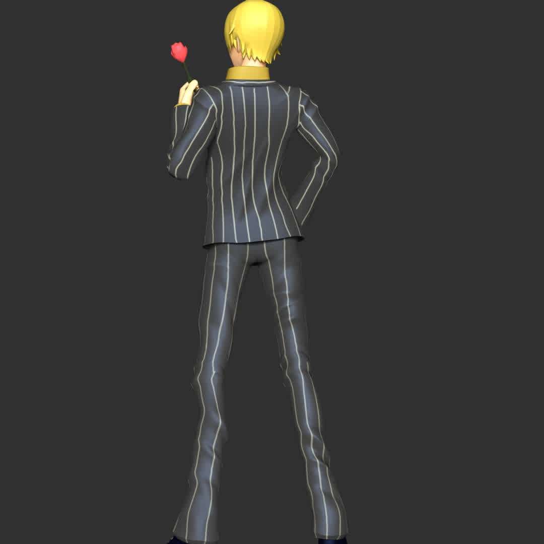 One piece - Sanji - **Sanji, born as Vinsmoke Sanji is the cook of the Straw Hat Pirates and one of the Senior Officers of the Straw Hat Grand Fleet.**

**The model ready for 3D printing.**

These information of model:

**- Format files: STL, OBJ to supporting 3D printing.**

**- Can be assembled without glue (glue is optional)**

**- Split down to 2 parts**

**- The height of current model is 20 cm and you can free to scale it.**

**- ZTL format for Zbrush for you to customize as you like.**

Please don't hesitate to contact me if you have any issues question.

If you see this model useful, please vote positively for it. - Os melhores arquivos para impressão 3D do mundo. Modelos stl divididos em partes para facilitar a impressão 3D. Todos os tipos de personagens, decoração, cosplay, próteses, peças. Qualidade na impressão 3D. Modelos 3D com preço acessível. Baixo custo. Compras coletivas de arquivos 3D.