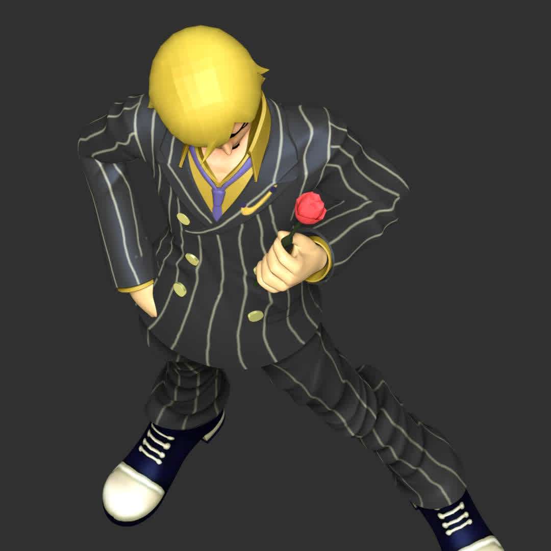 One piece - Sanji - **Sanji, born as Vinsmoke Sanji is the cook of the Straw Hat Pirates and one of the Senior Officers of the Straw Hat Grand Fleet.**

**The model ready for 3D printing.**

These information of model:

**- Format files: STL, OBJ to supporting 3D printing.**

**- Can be assembled without glue (glue is optional)**

**- Split down to 2 parts**

**- The height of current model is 20 cm and you can free to scale it.**

**- ZTL format for Zbrush for you to customize as you like.**

Please don't hesitate to contact me if you have any issues question.

If you see this model useful, please vote positively for it. - Los mejores archivos para impresión 3D del mundo. Modelos Stl divididos en partes para facilitar la impresión 3D. Todo tipo de personajes, decoración, cosplay, prótesis, piezas. Calidad en impresión 3D. Modelos 3D asequibles. Bajo costo. Compras colectivas de archivos 3D.