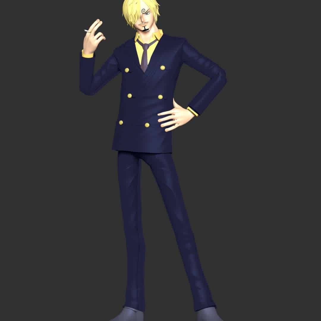 One Piece - Sanji - These information of model:

**- The height of current model is 30 cm and you can free to scale it.**

**- Format files: STL, OBJ to supporting 3D printing.**

Please don't hesitate to contact me if you have any issues question. - The best files for 3D printing in the world. Stl models divided into parts to facilitate 3D printing. All kinds of characters, decoration, cosplay, prosthetics, pieces. Quality in 3D printing. Affordable 3D models. Low cost. Collective purchases of 3D files.